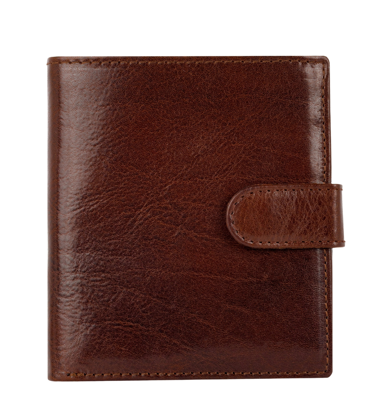 Leren bifold portemonnee met drukknoop - Ironweed