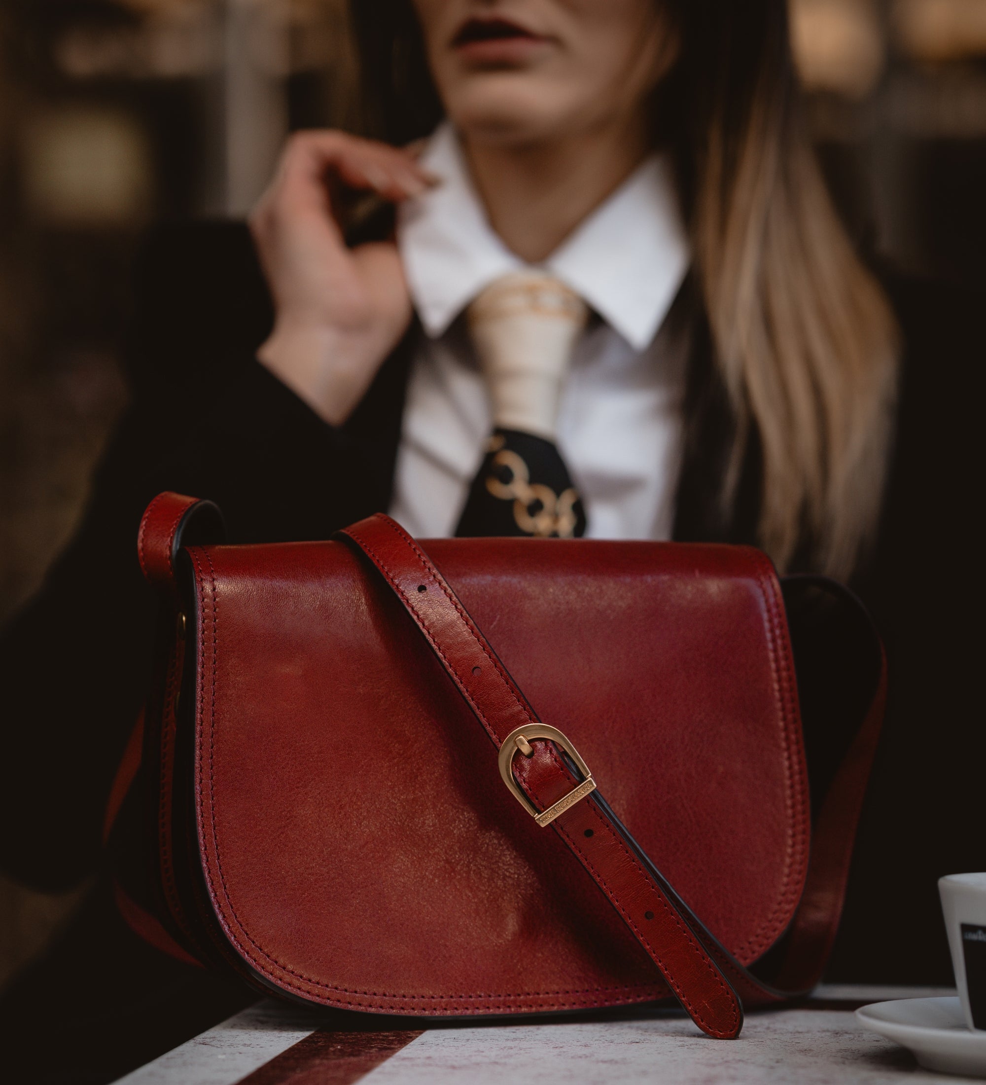 Leren zadeltas crossbodytas voor dames - Moonfleet