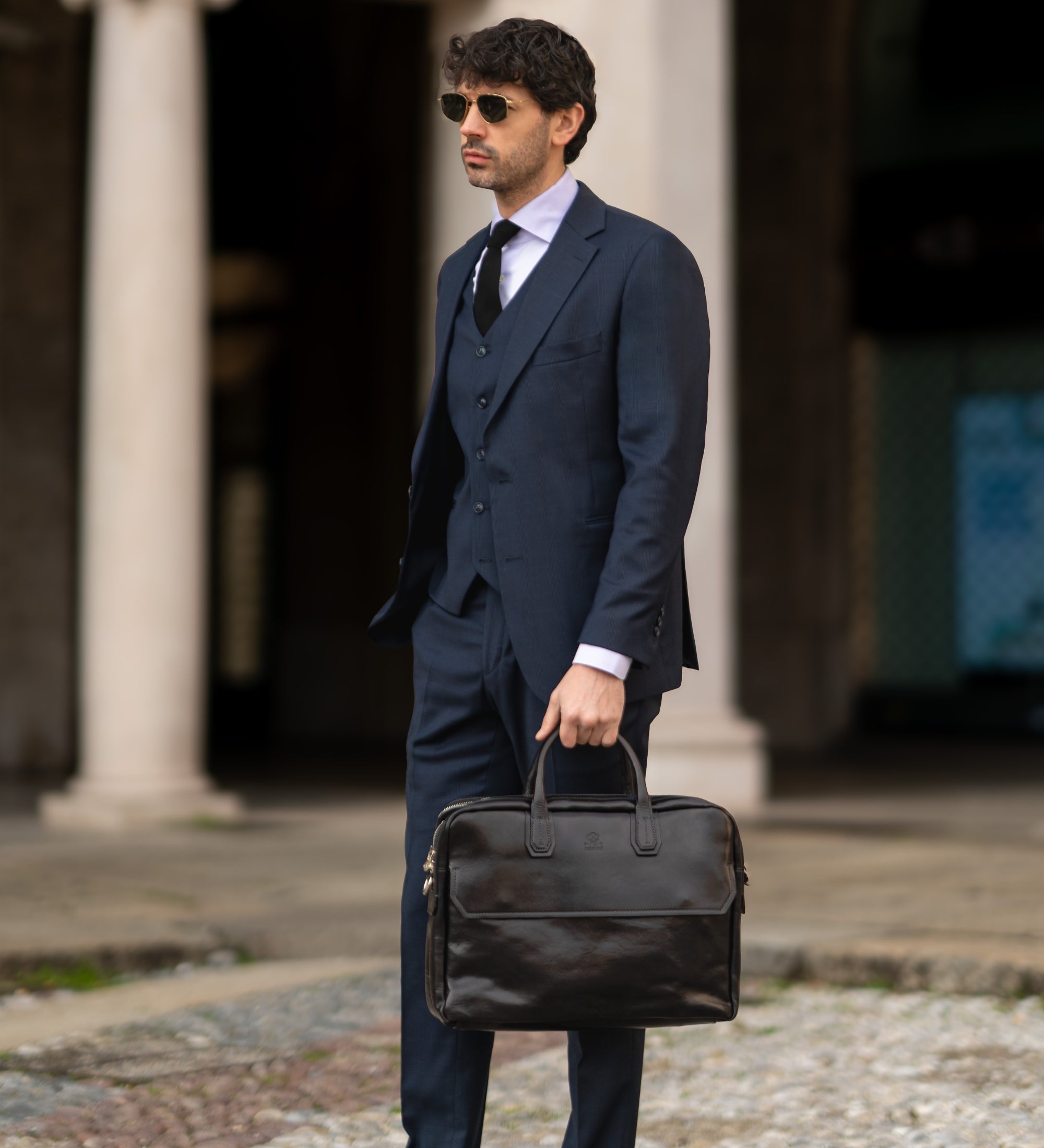 Grote leren aktetas laptoptas - Nostromo