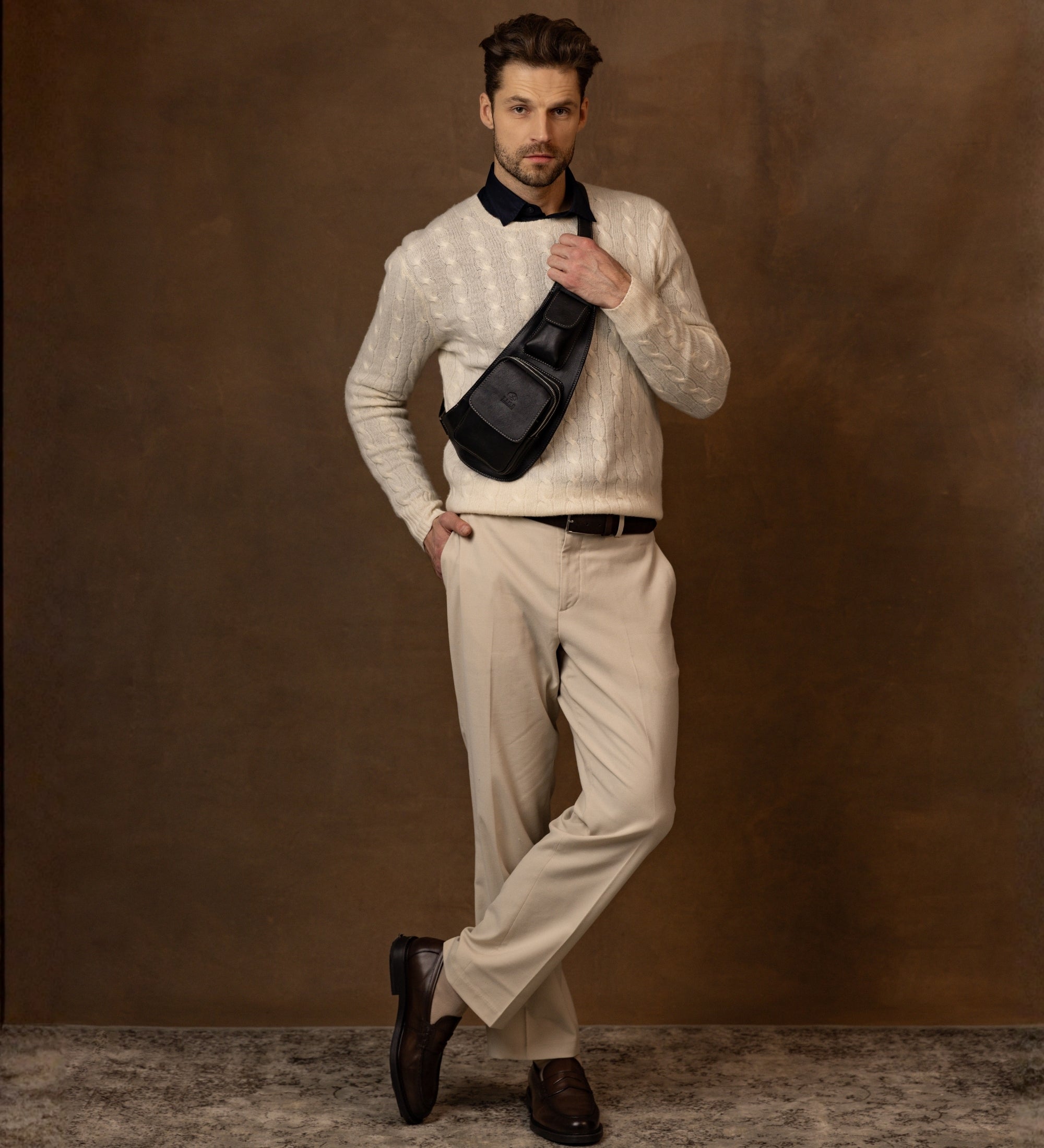 Leren sling bag crossbodytas - The Monk