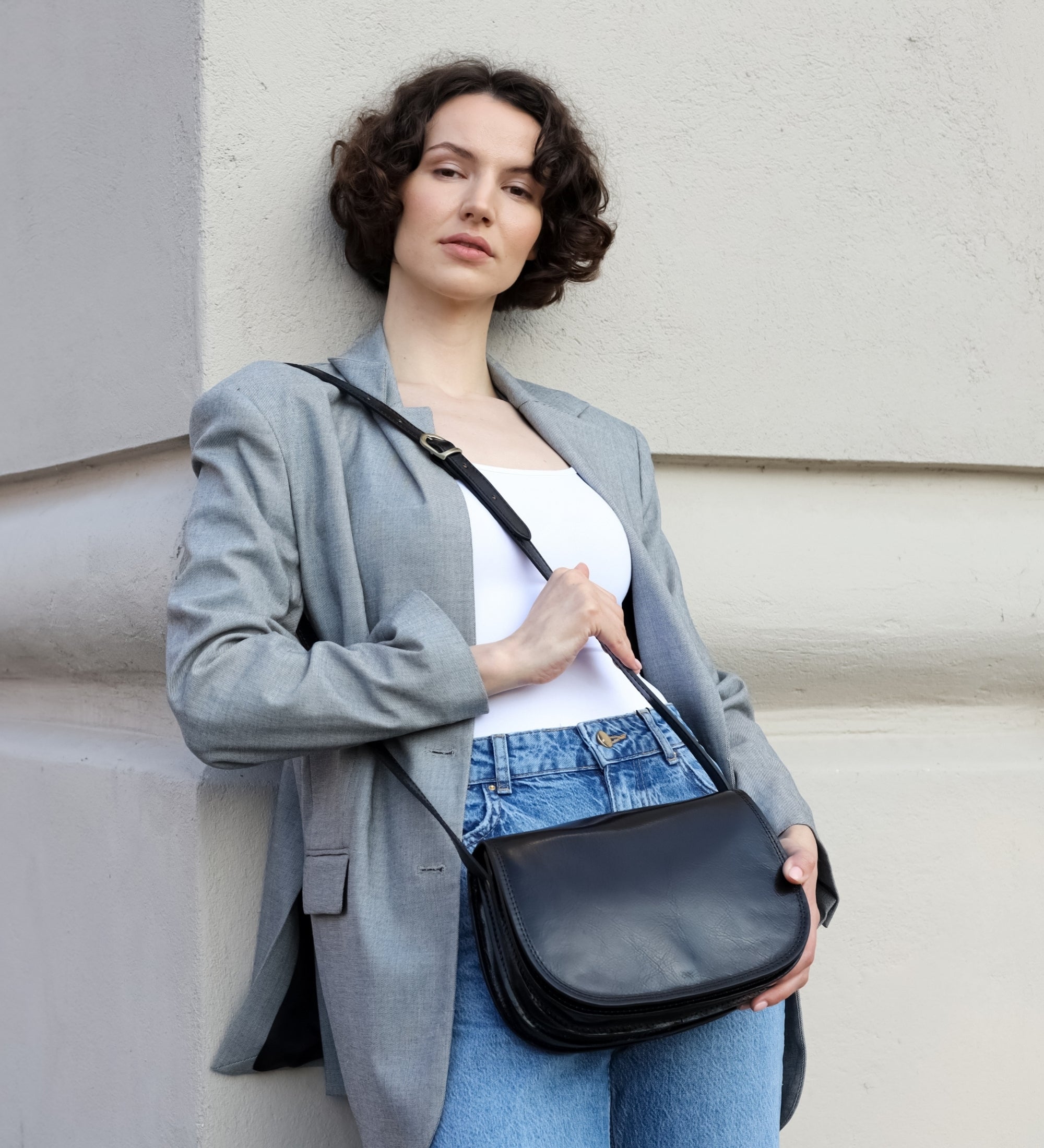 Leren zadeltas crossbodytas voor dames - Moonfleet