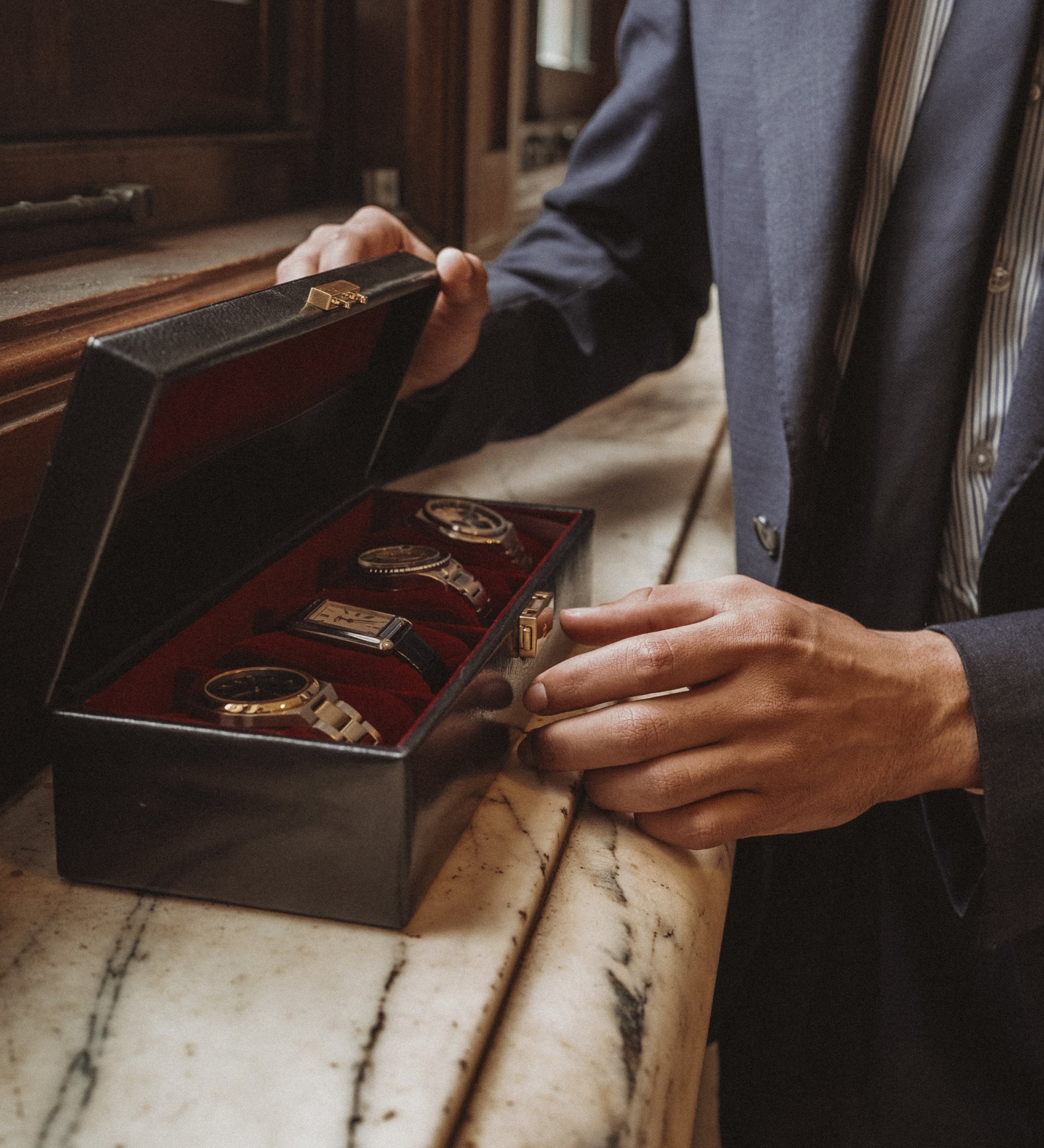 Leren horlogekistje, horloge opbergdoos - Herzog