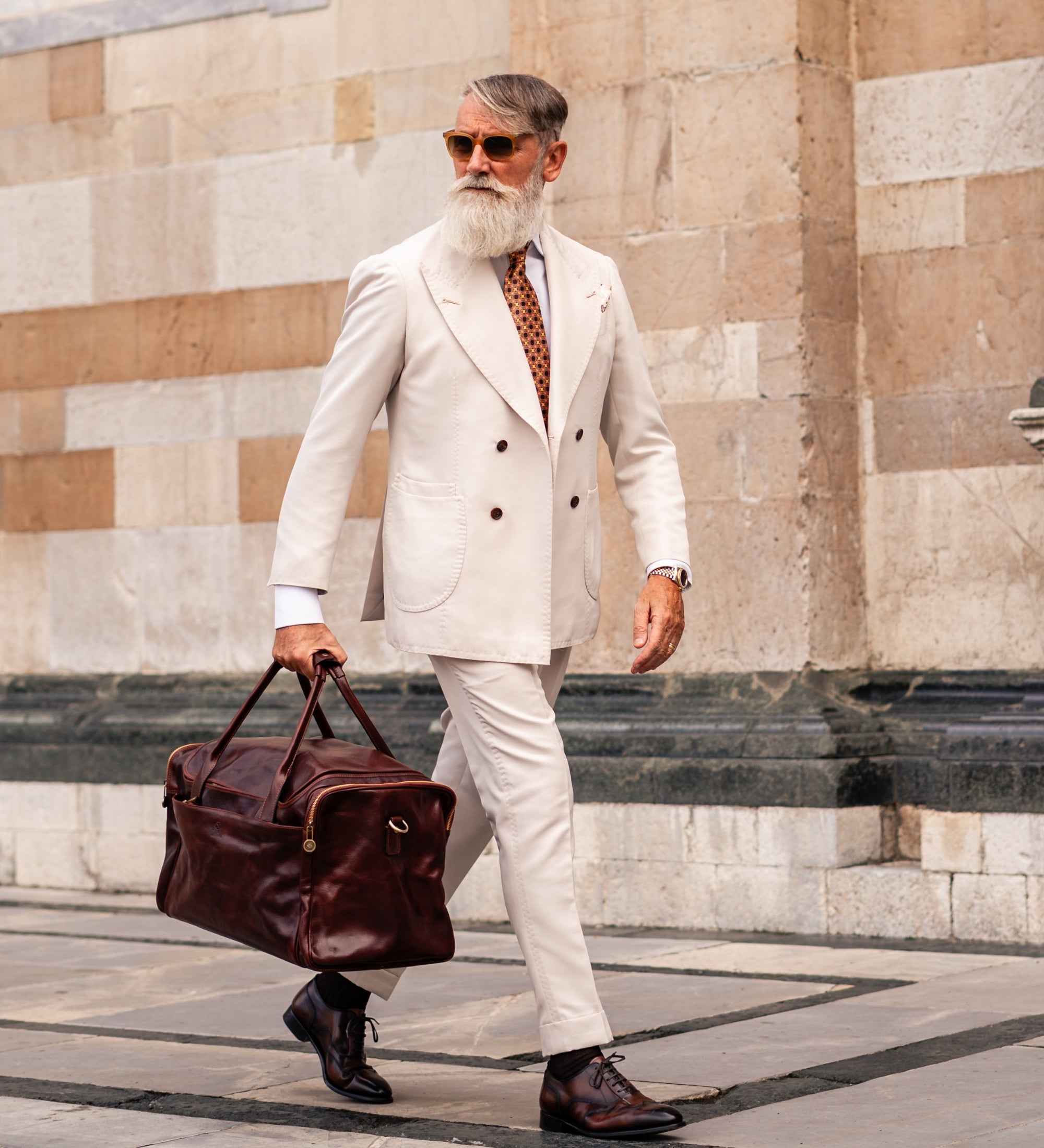 Grote Italiaanse leren duffeltas - The Hitchhikers Guide to the Galaxy