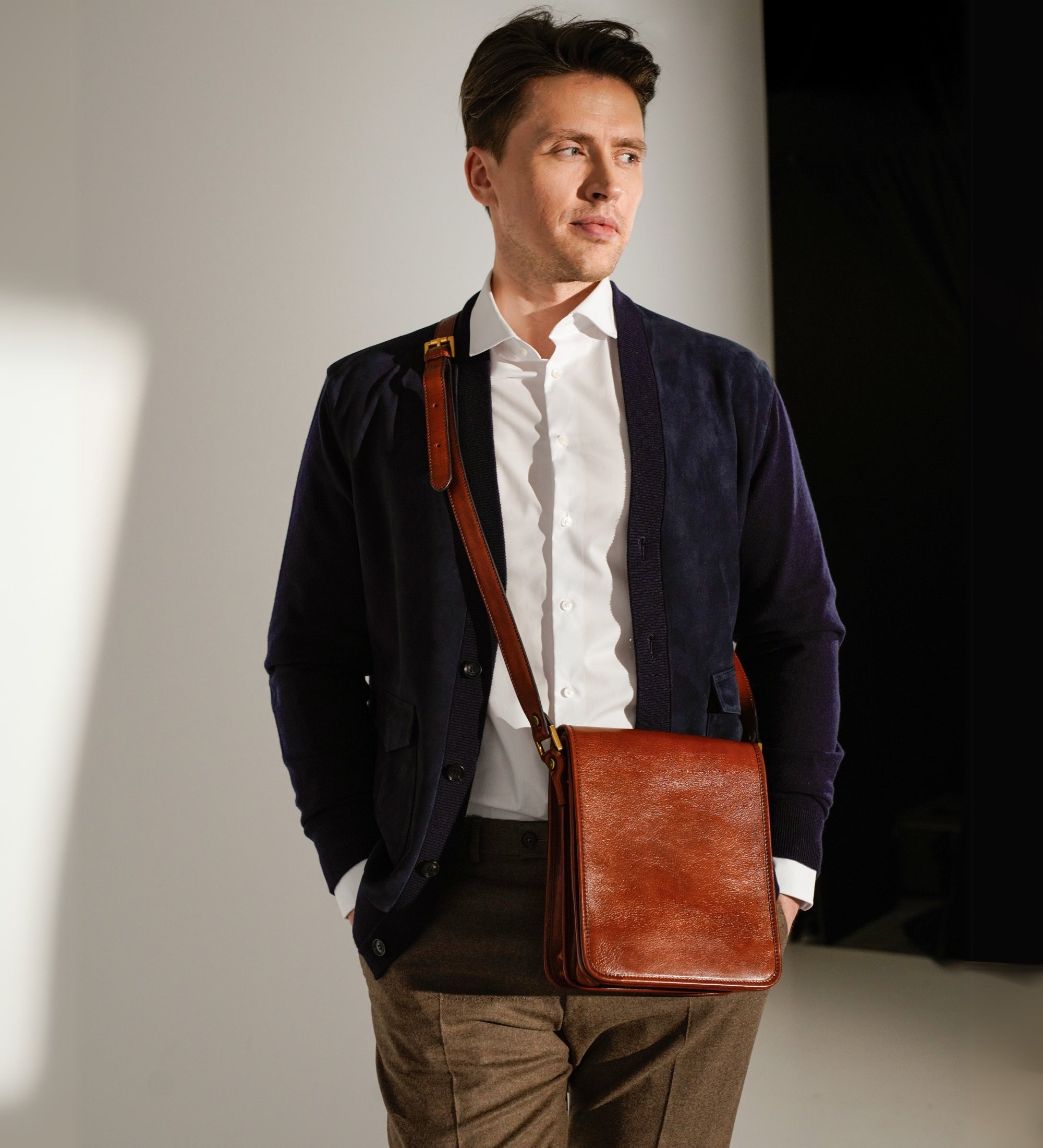 Kleine leren messenger bag - On The Road