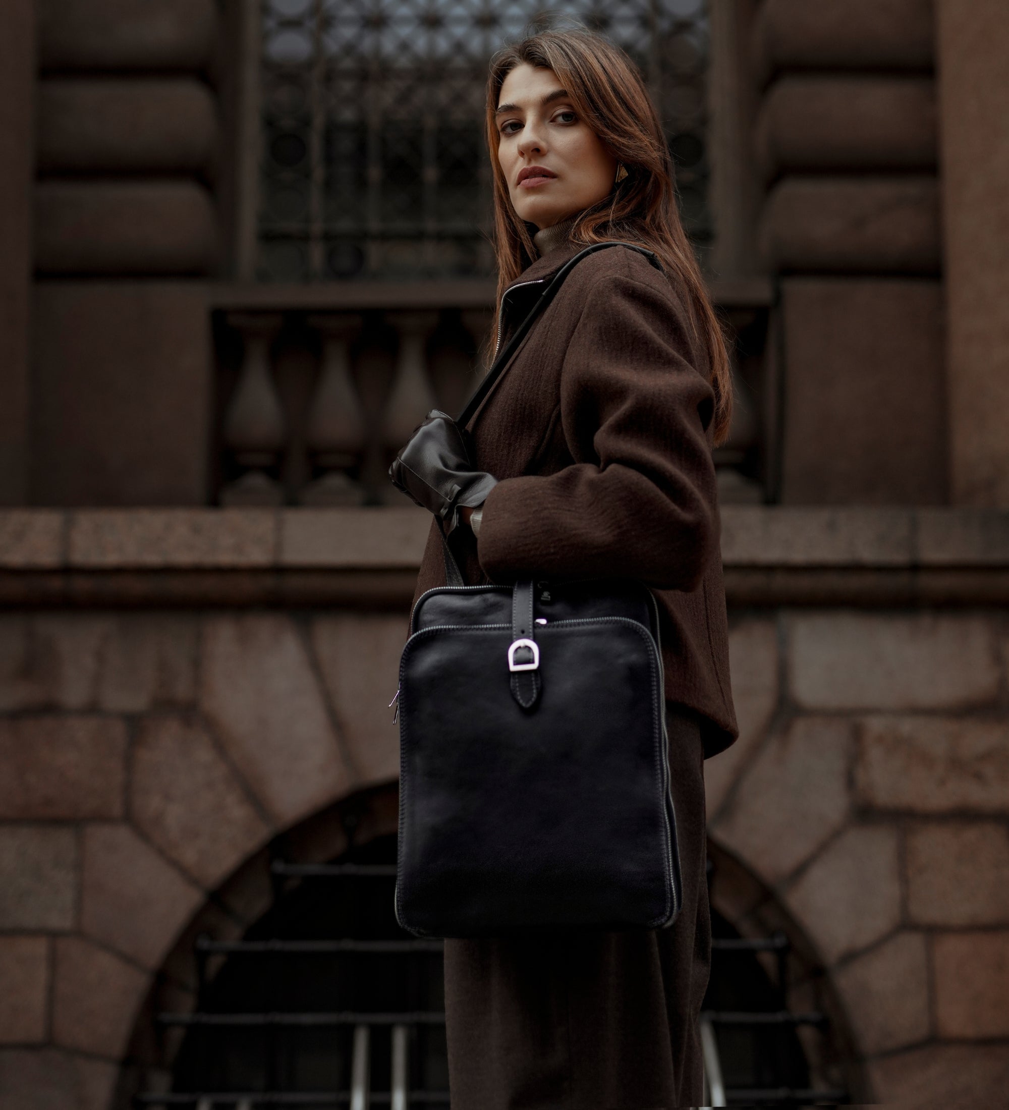 Veelzijdige leren rugtas schoudertas voor dames - Clarissa