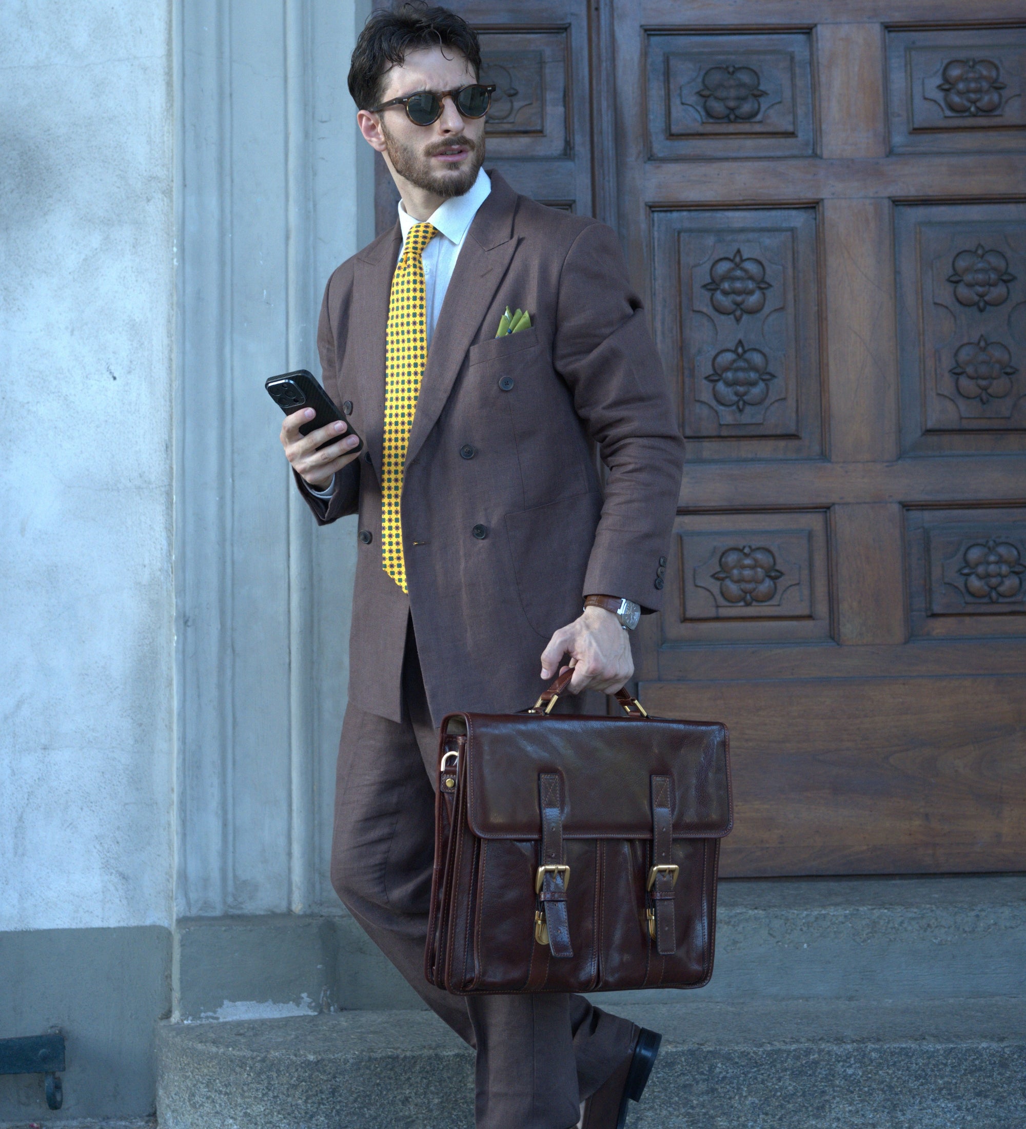 Leren aktetas satchel tas - The Time Machine