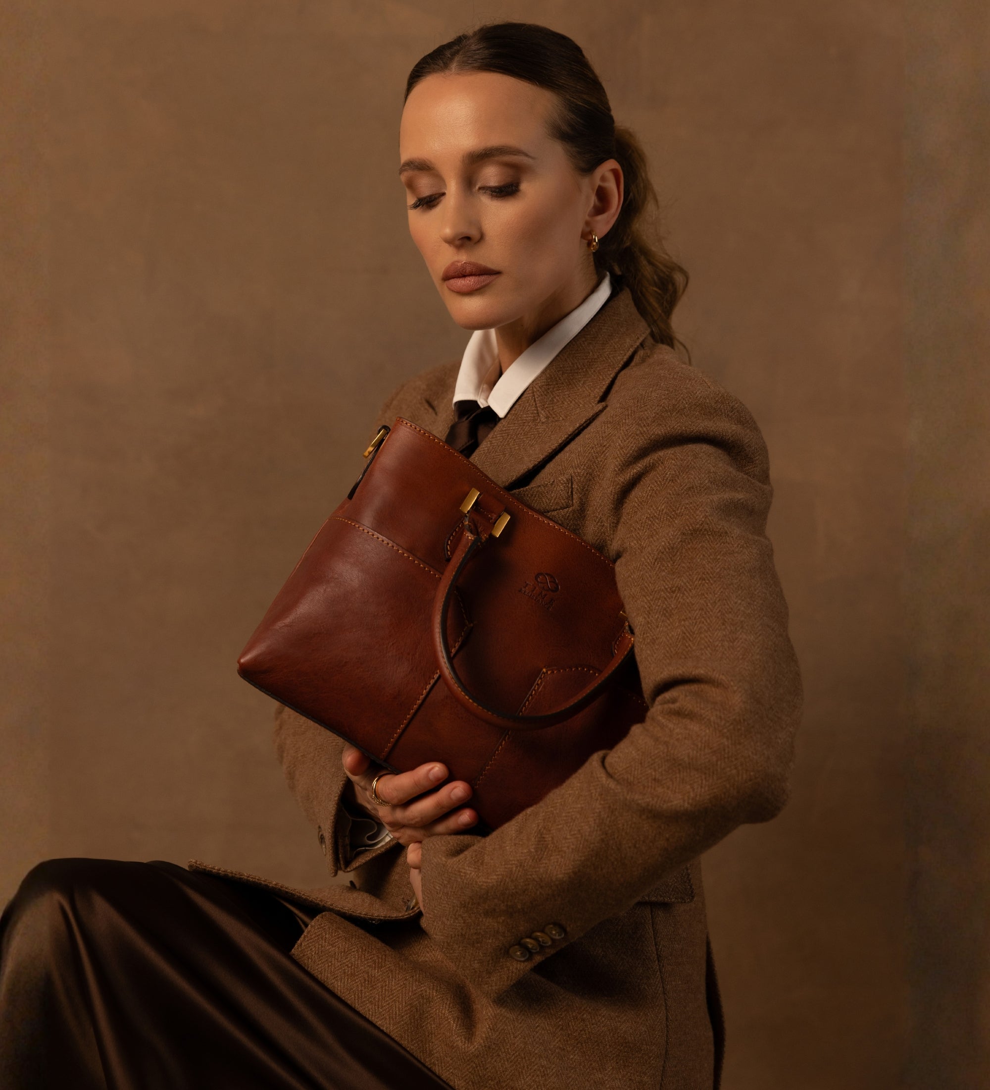 Leren handtas schoudertas voor dames - Camilla