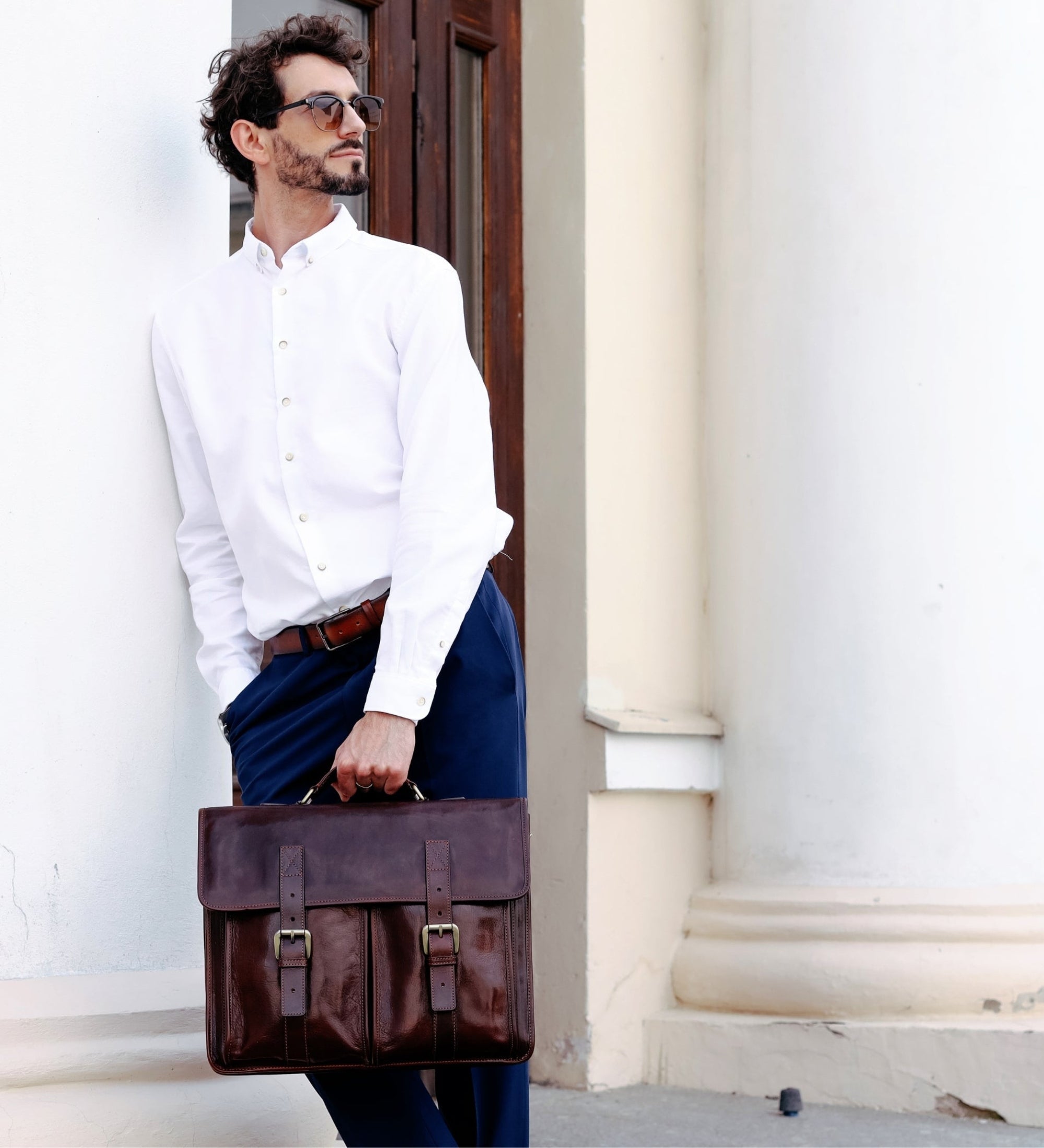Leren aktetas satchel tas - The Time Machine