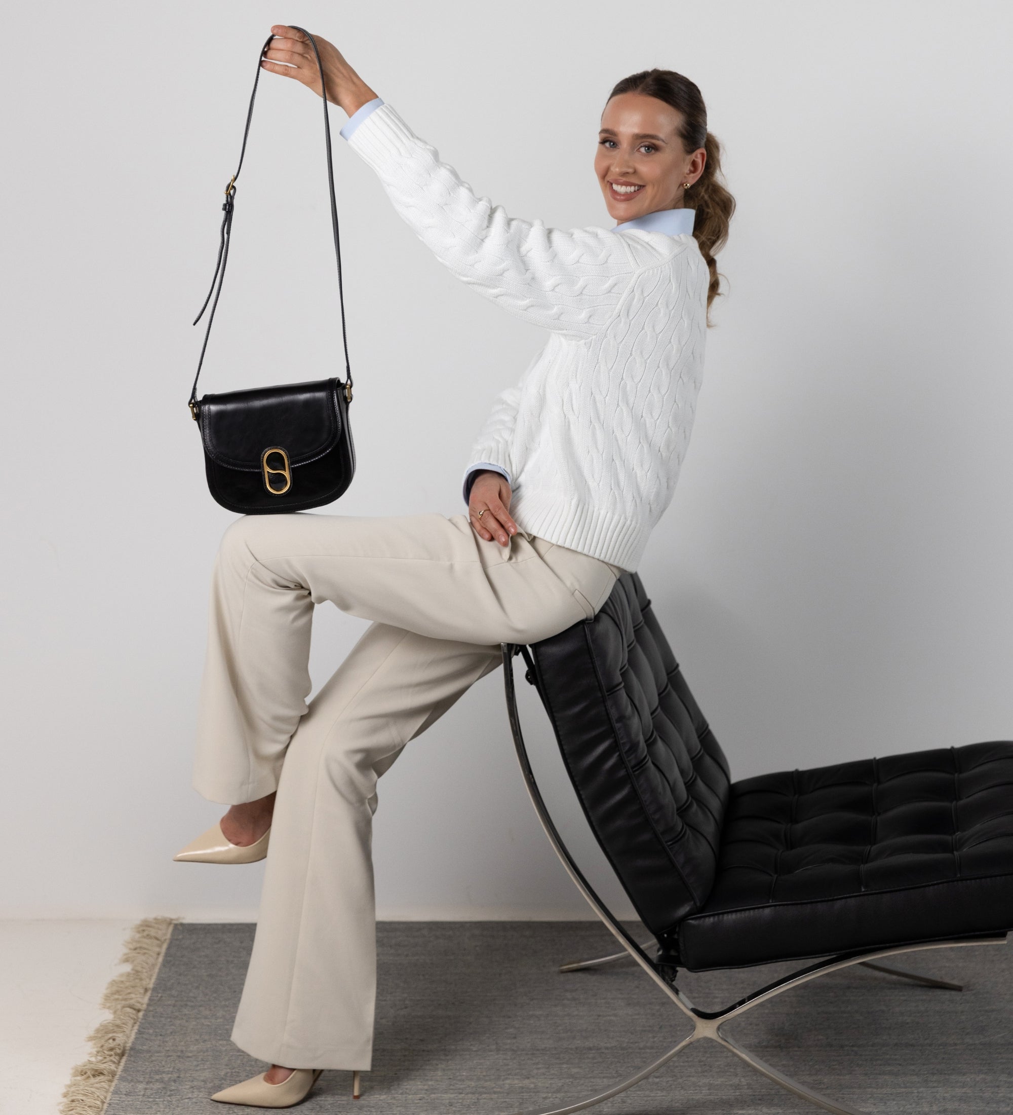 Leren zadeltas crossbodytas voor dames - Villette