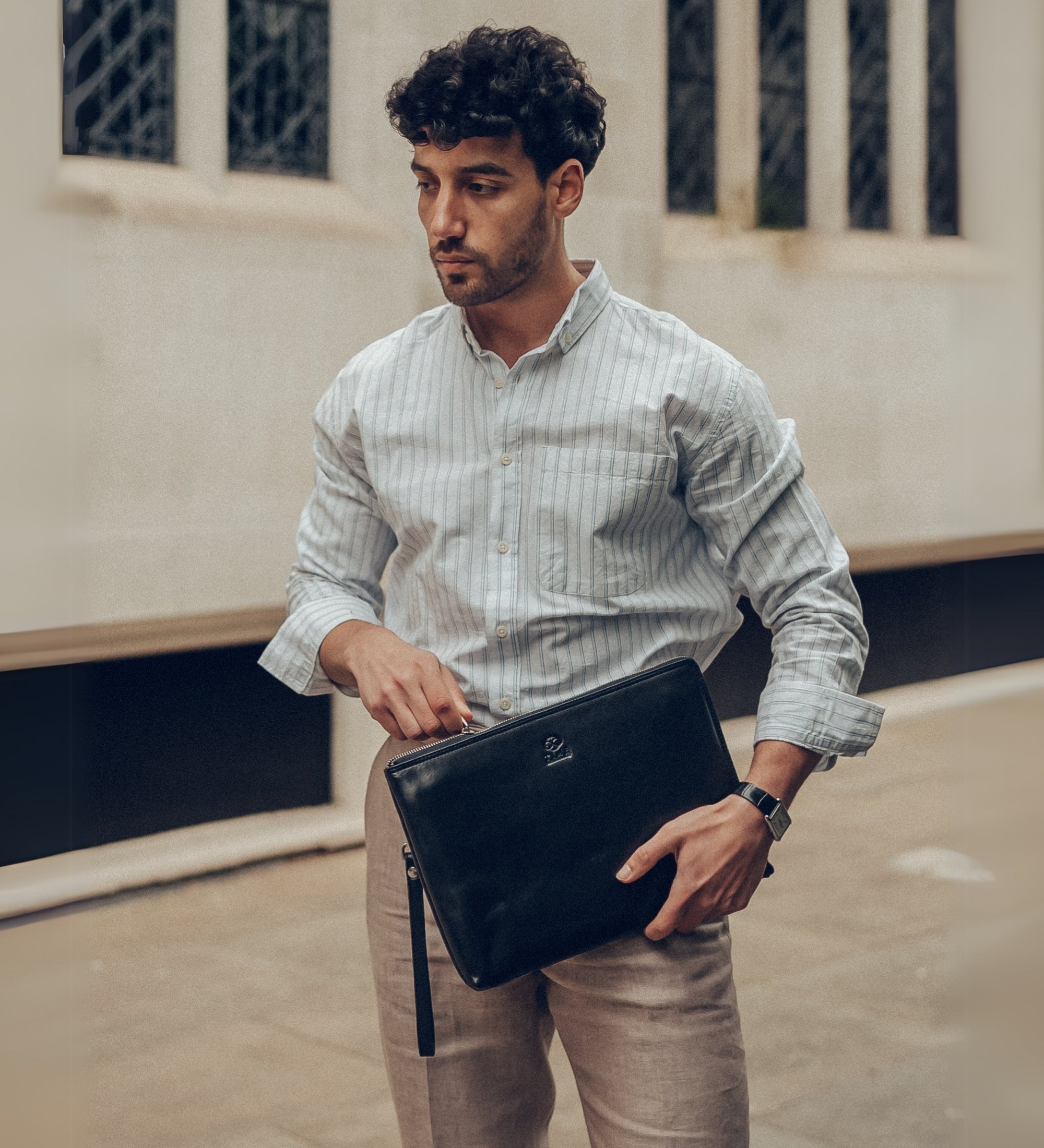 Grote leren clutch compacte handtas voor heren - The Brothers Karamazov