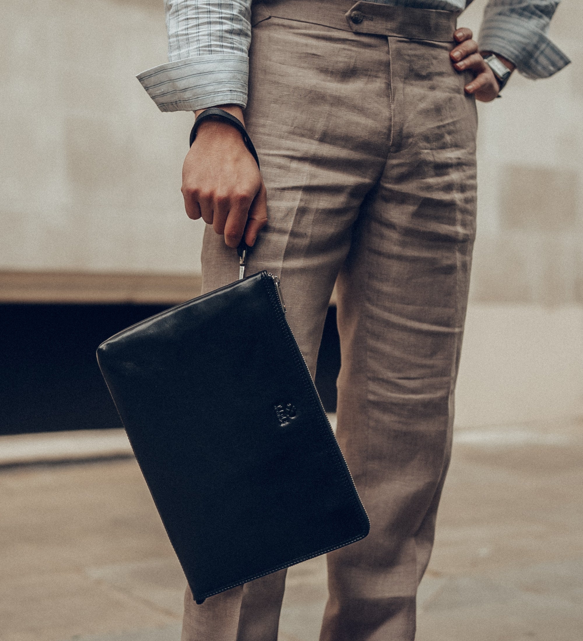 Grote leren clutch compacte handtas voor heren - The Brothers Karamazov