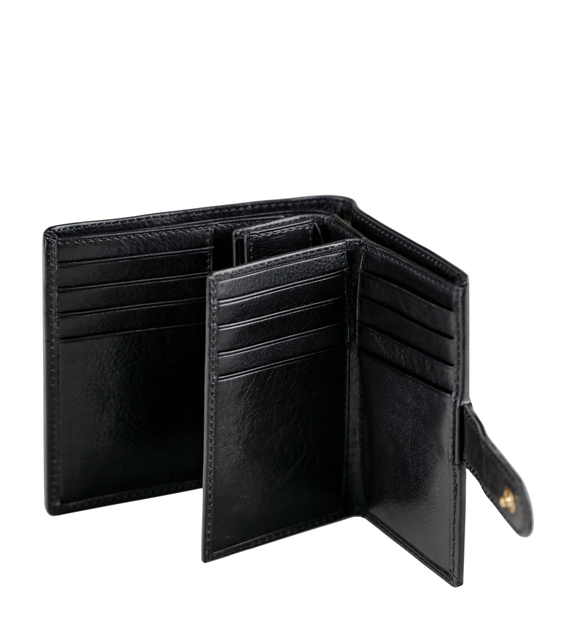 Leren bifold portemonnee met drukknoop - Ironweed
