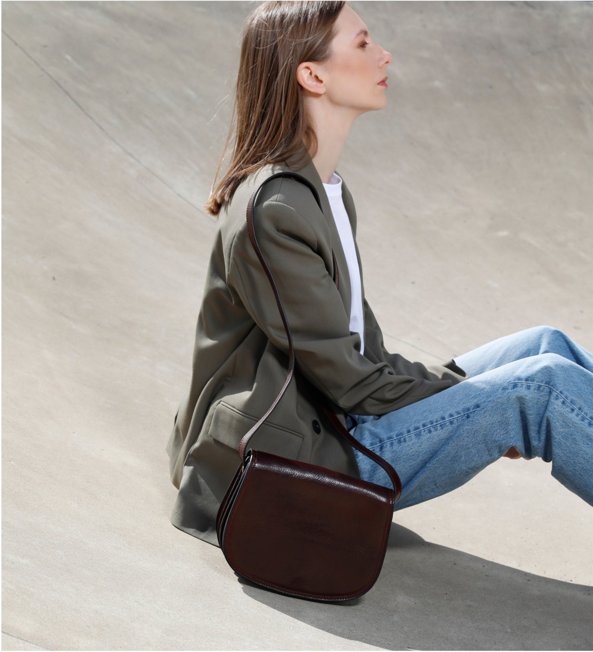Leren zadeltas crossbodytas voor dames - Moonfleet