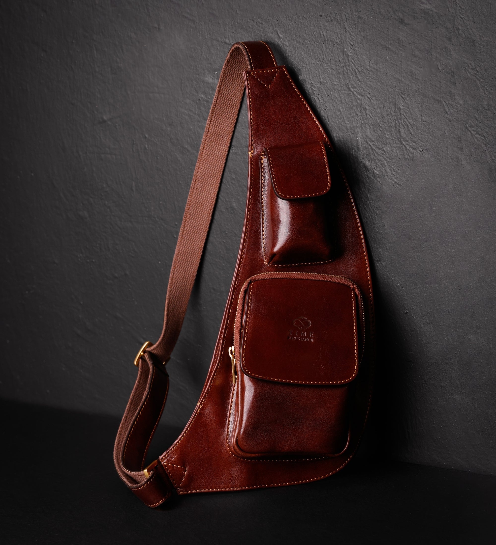 Leren sling bag crossbodytas - The Monk