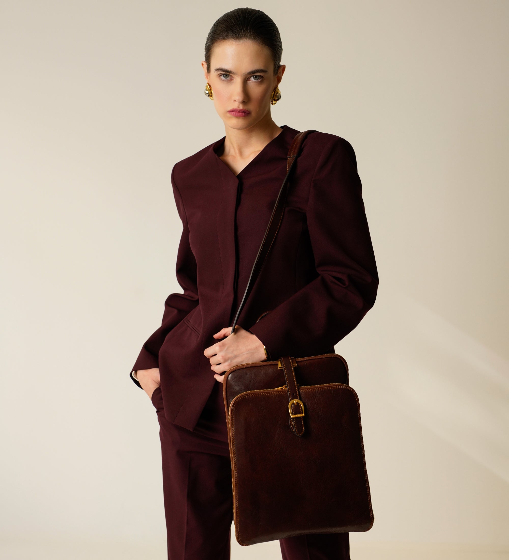 Veelzijdige leren rugtas schoudertas voor dames - Clarissa