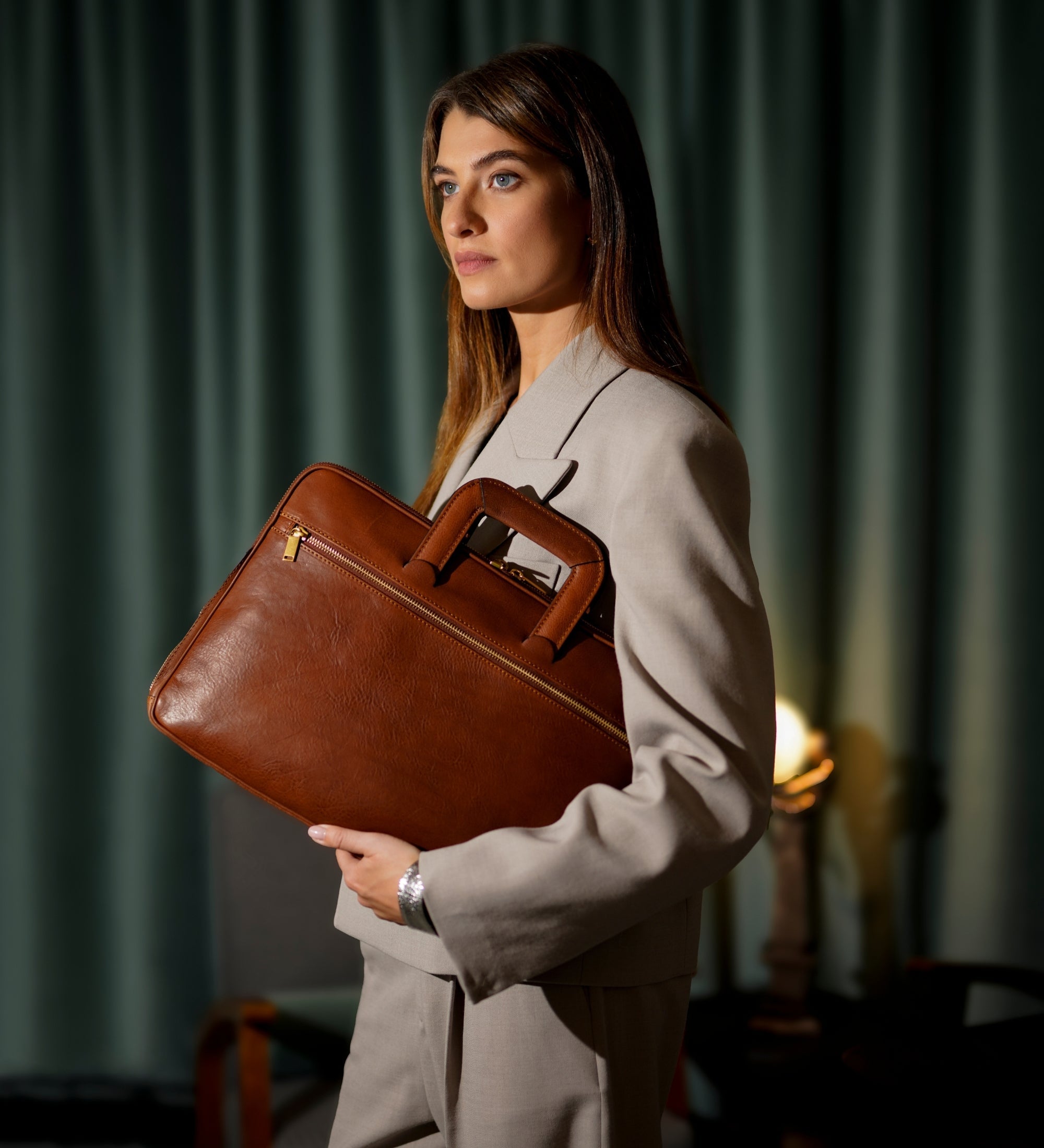 Leren aktetas laptoptas voor dames - Brave New World