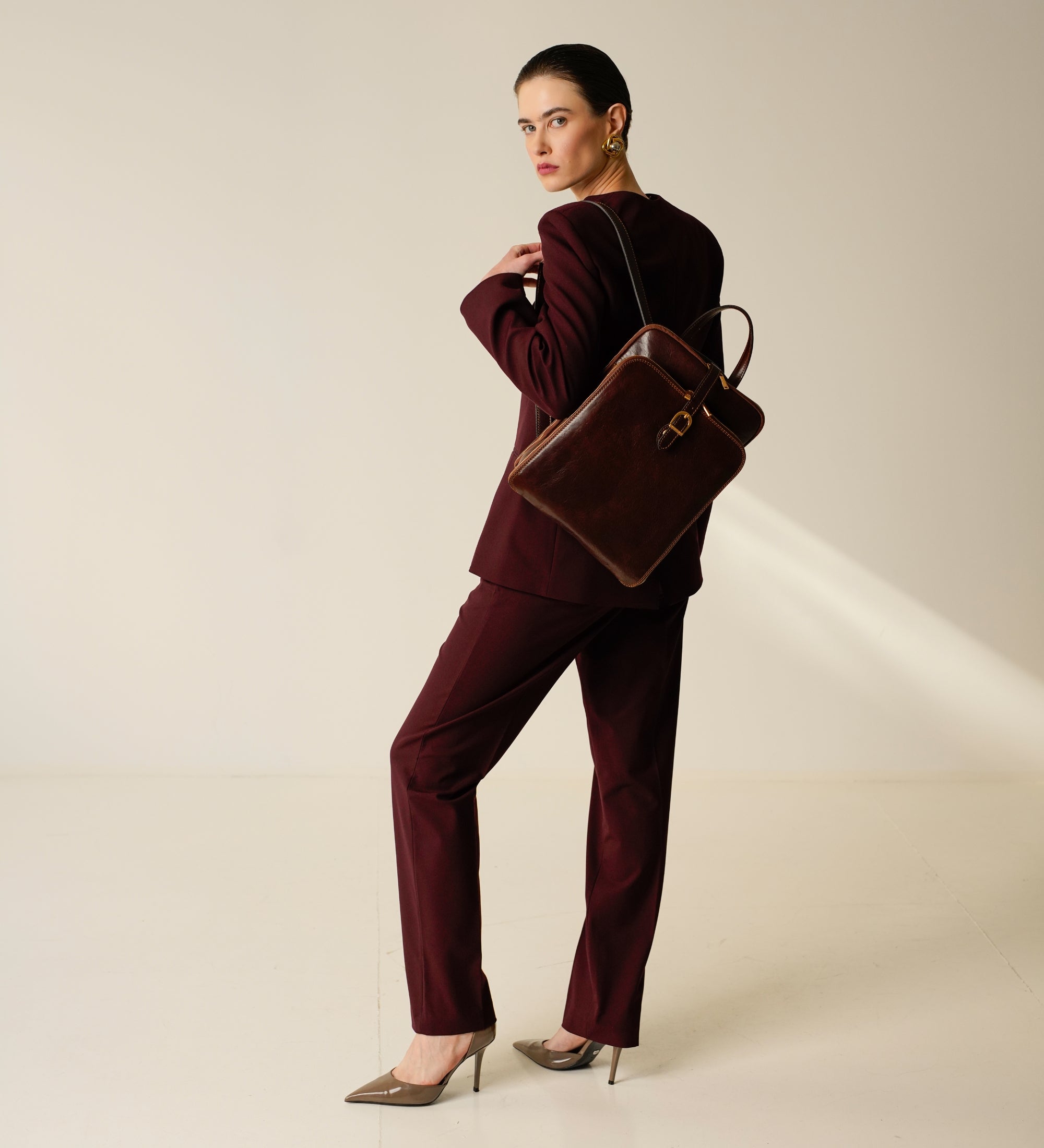 Veelzijdige leren rugtas schoudertas voor dames - Clarissa