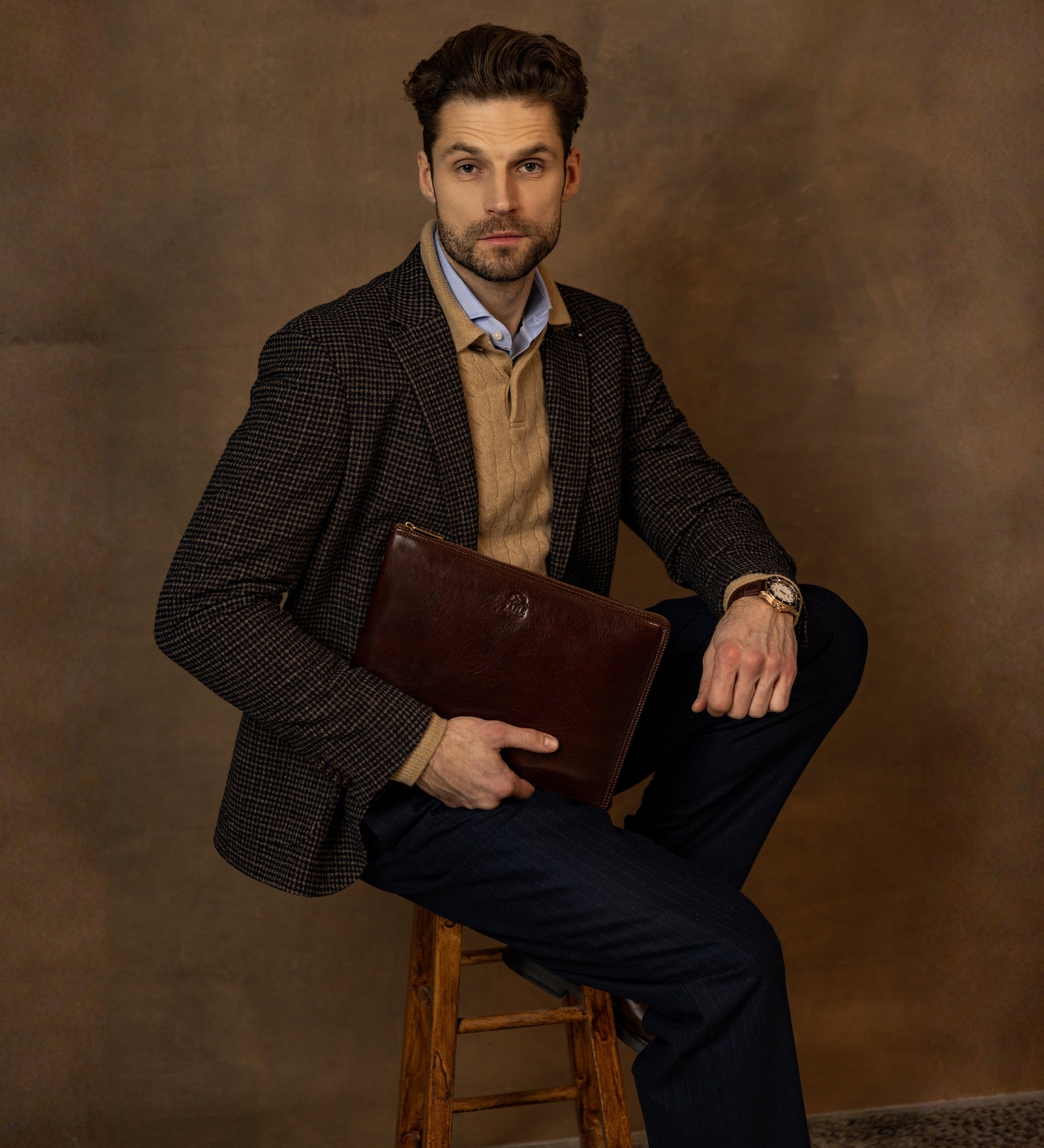 Grote leren clutch compacte handtas voor heren - The Brothers Karamazov