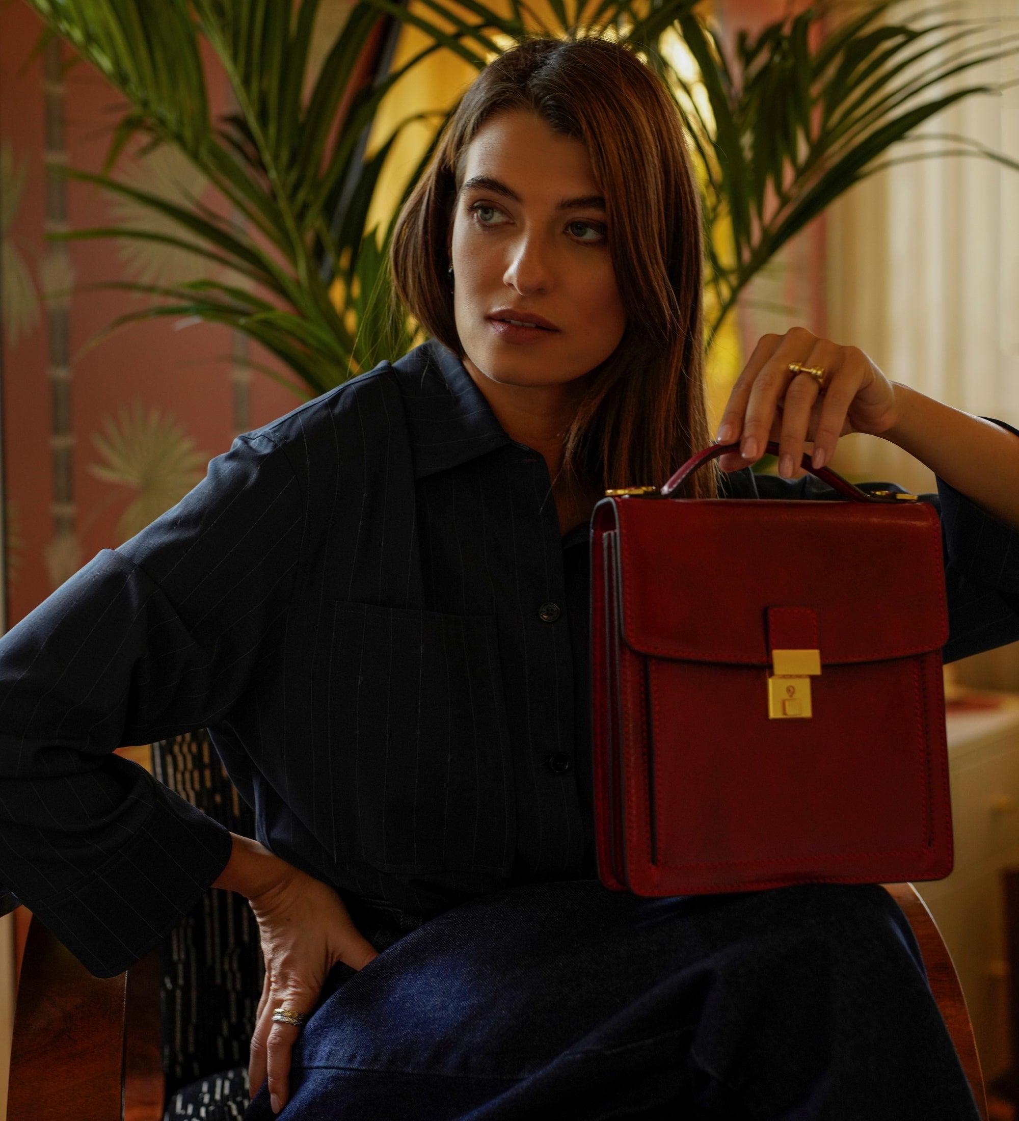 Kleine leren aktetas voor dames - Walden