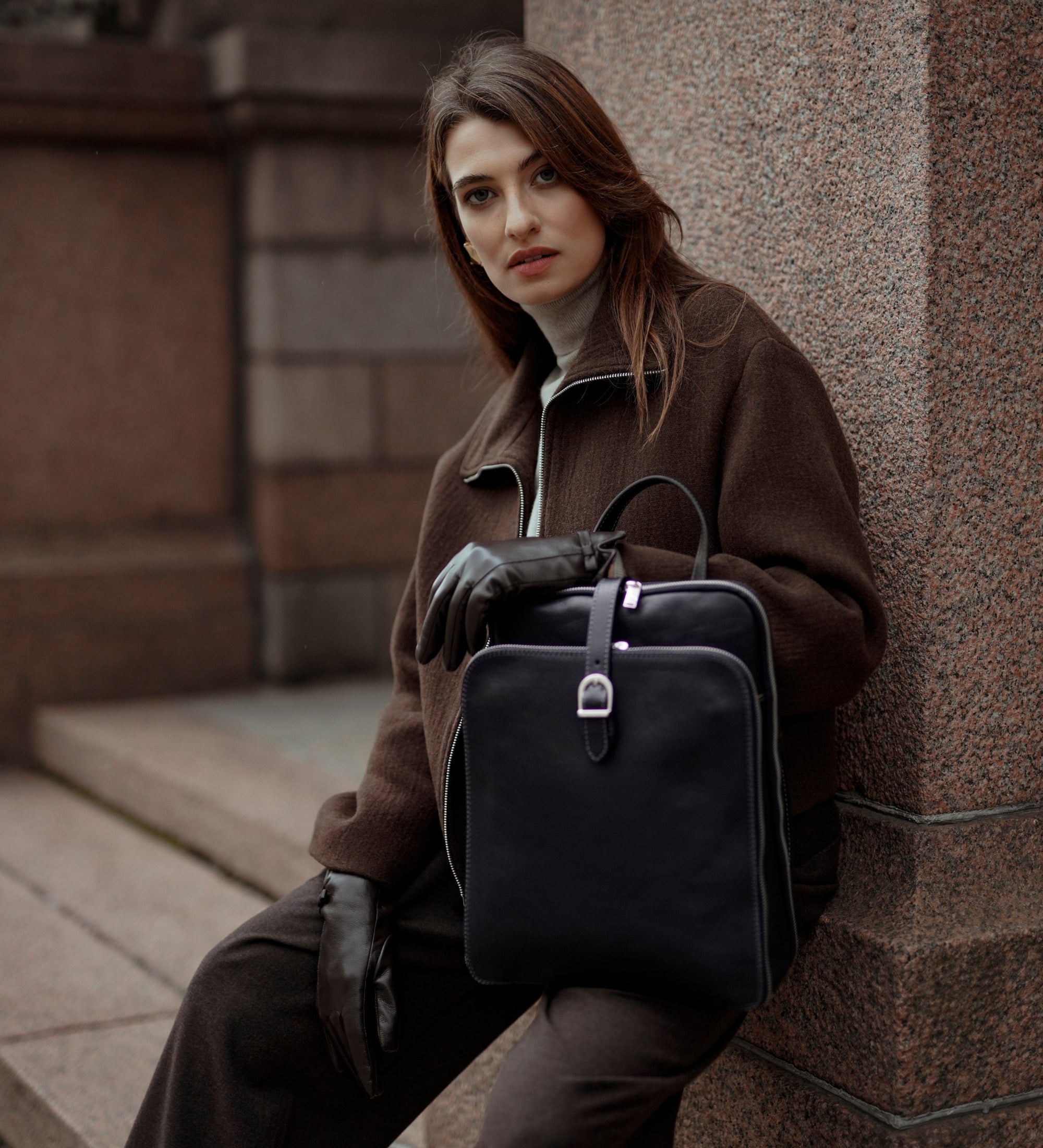 Veelzijdige leren rugtas schoudertas voor dames - Clarissa