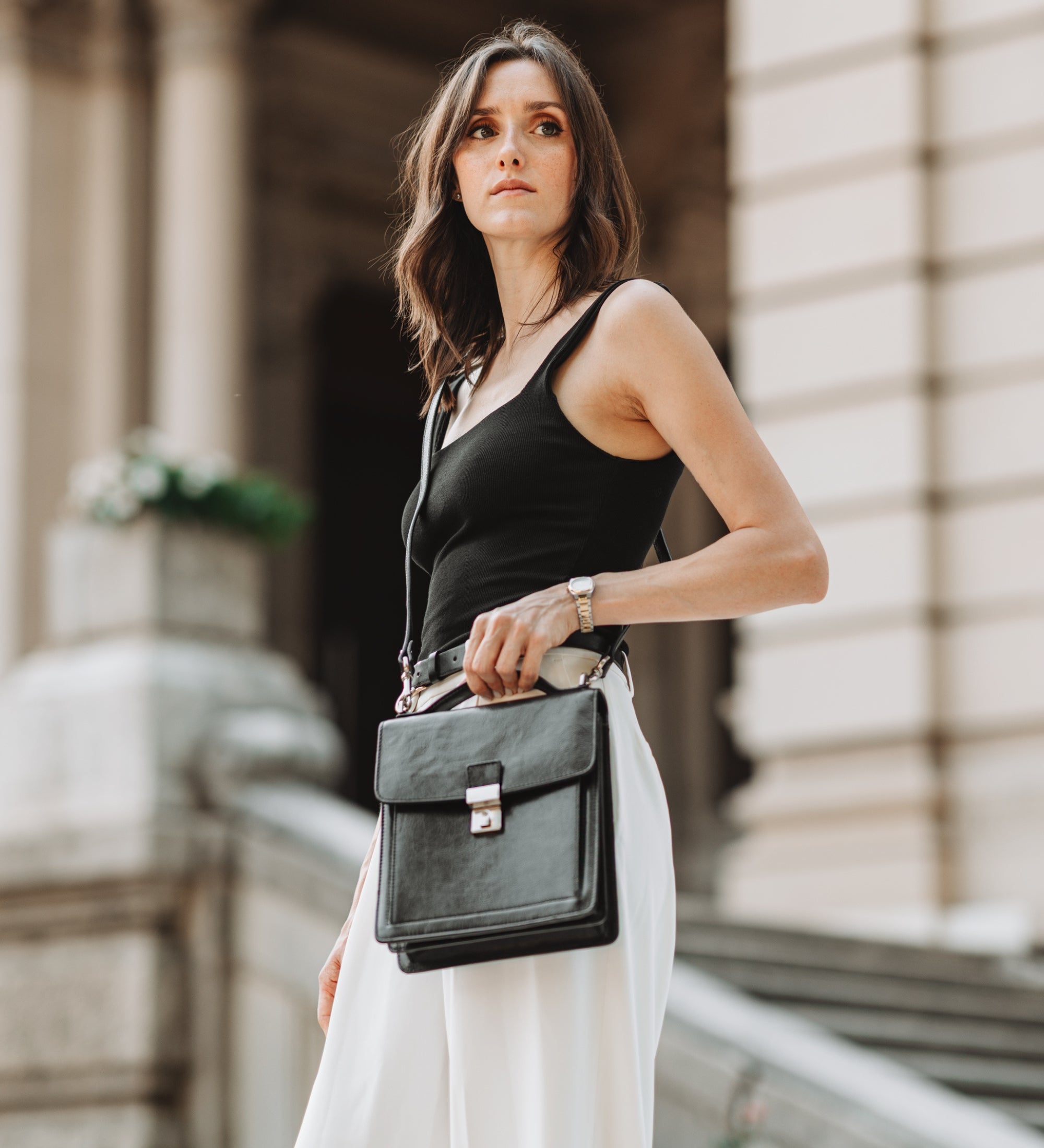 Kleine leren aktetas voor dames - Walden