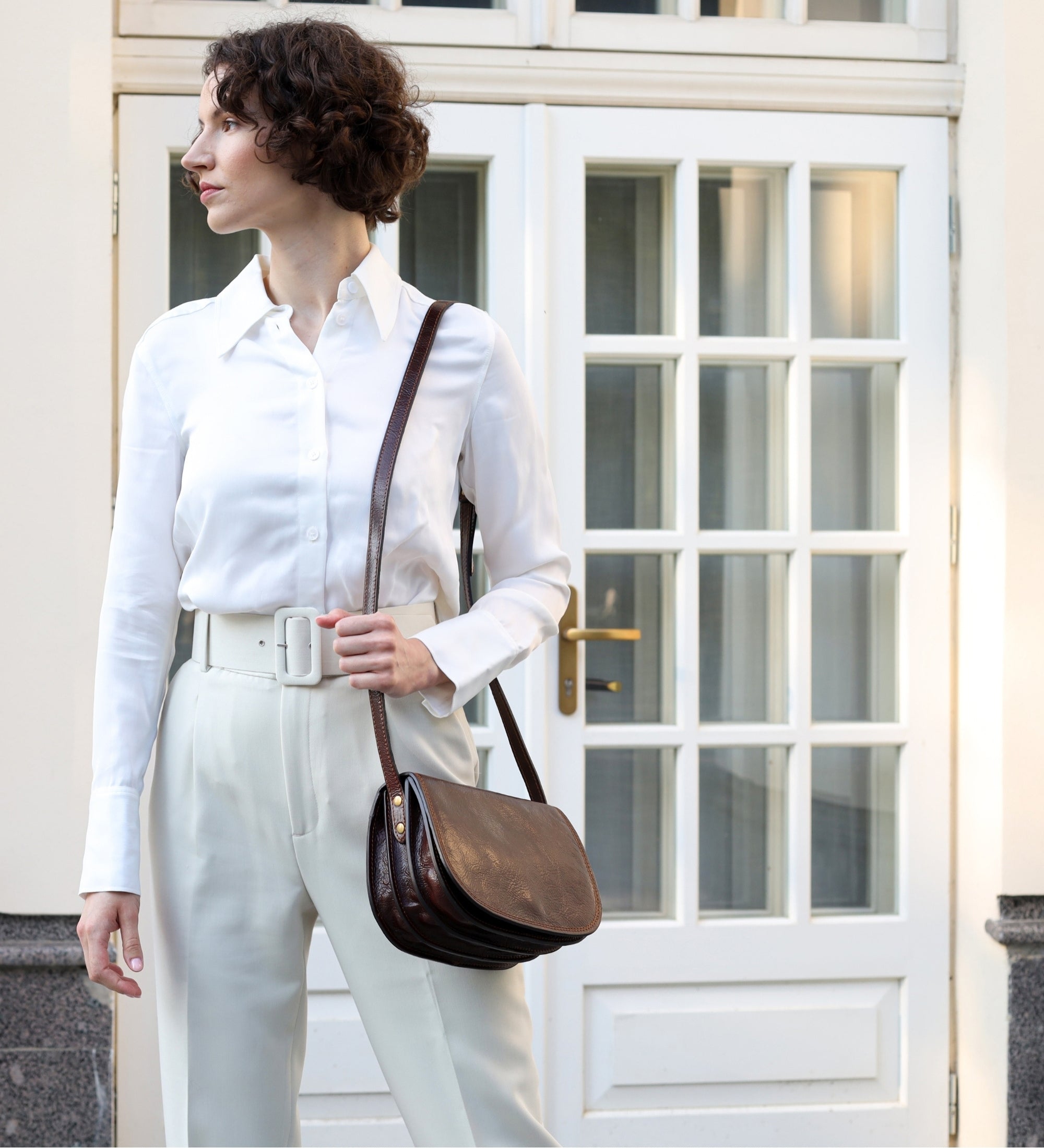 Leren zadeltas crossbodytas voor dames - Moonfleet