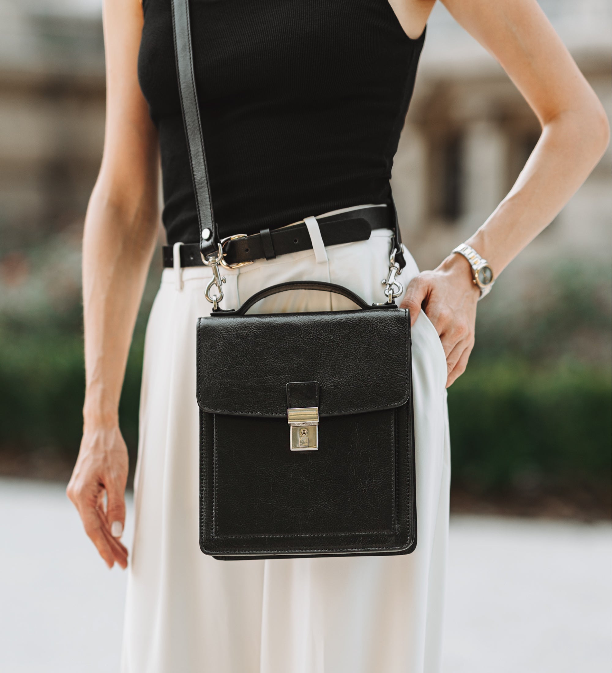 Kleine leren aktetas voor dames - Walden