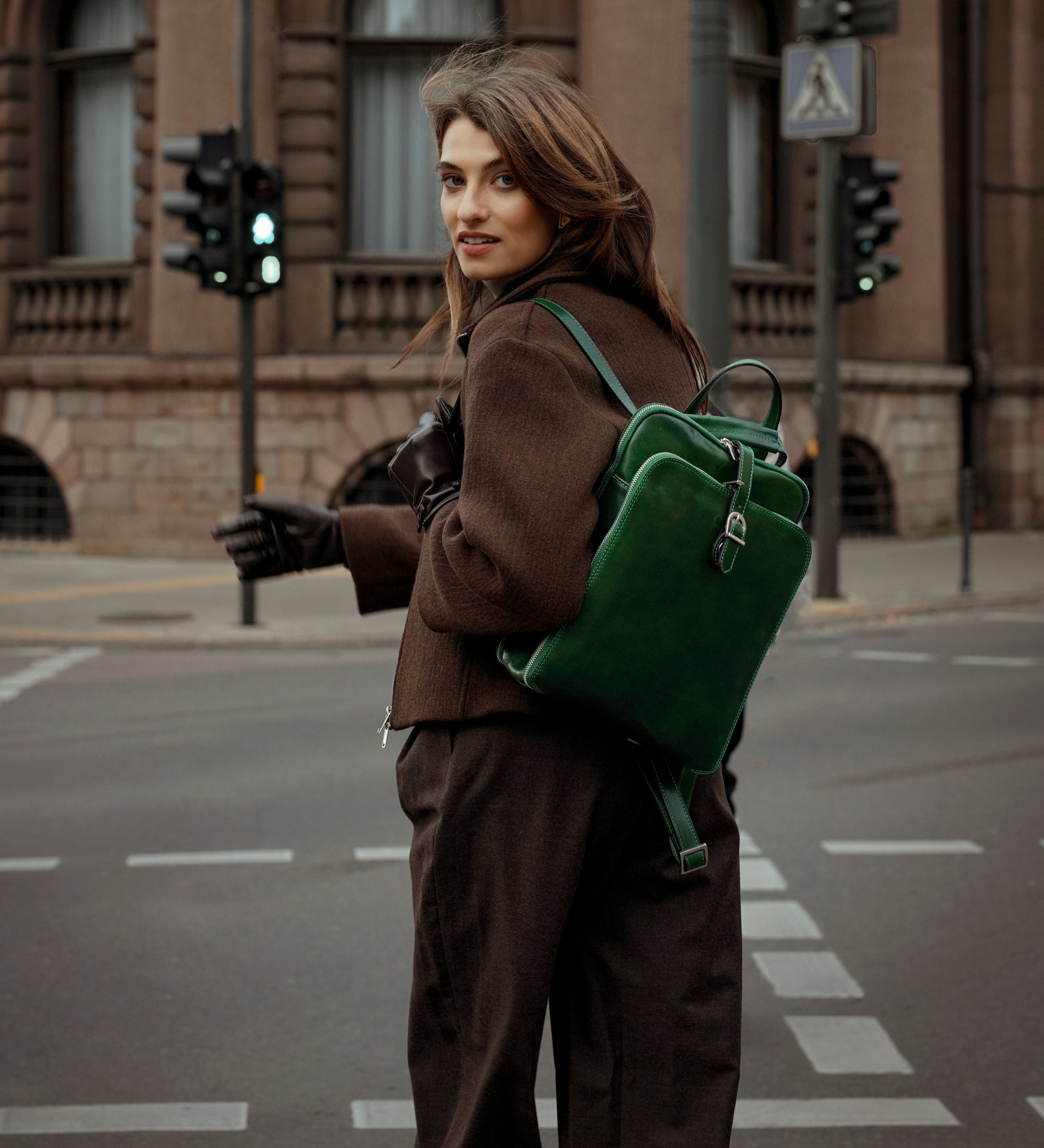 Veelzijdige leren rugtas schoudertas voor dames - Clarissa