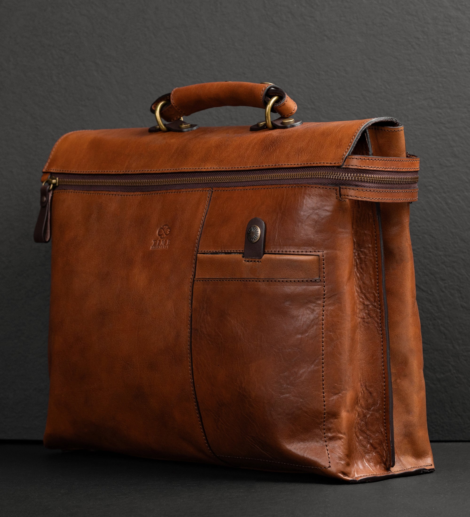 Bruine leren aktetas laptoptas voor dames - From Here to Eternity