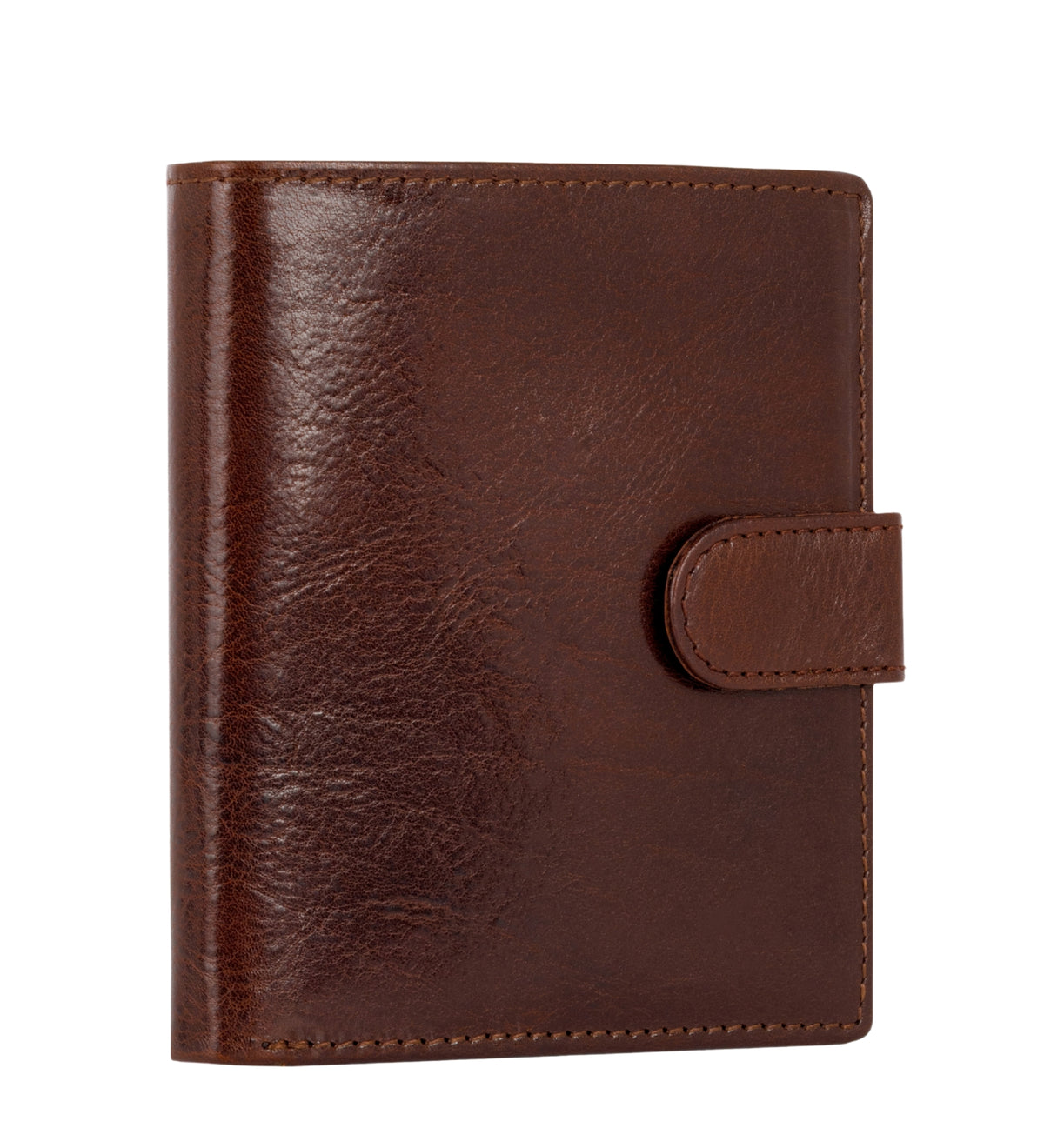 Leren bifold portemonnee met drukknoop - Ironweed