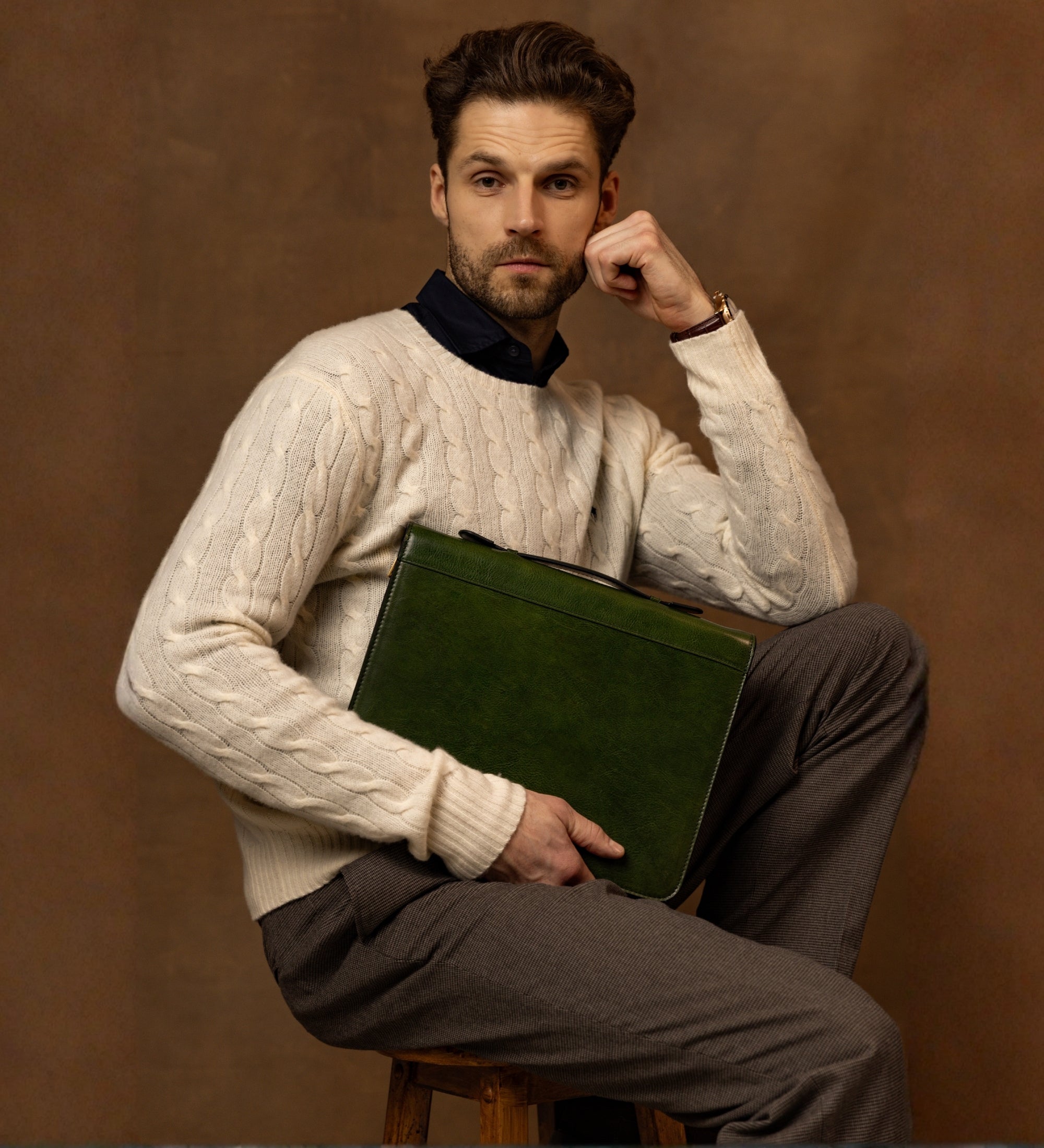 Leren schrijfmap ringband - Joy in the Morning