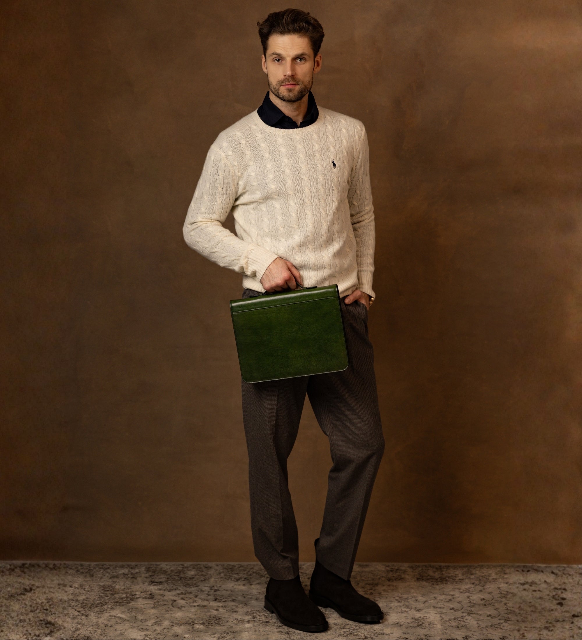 Leren schrijfmap ringband - Joy in the Morning