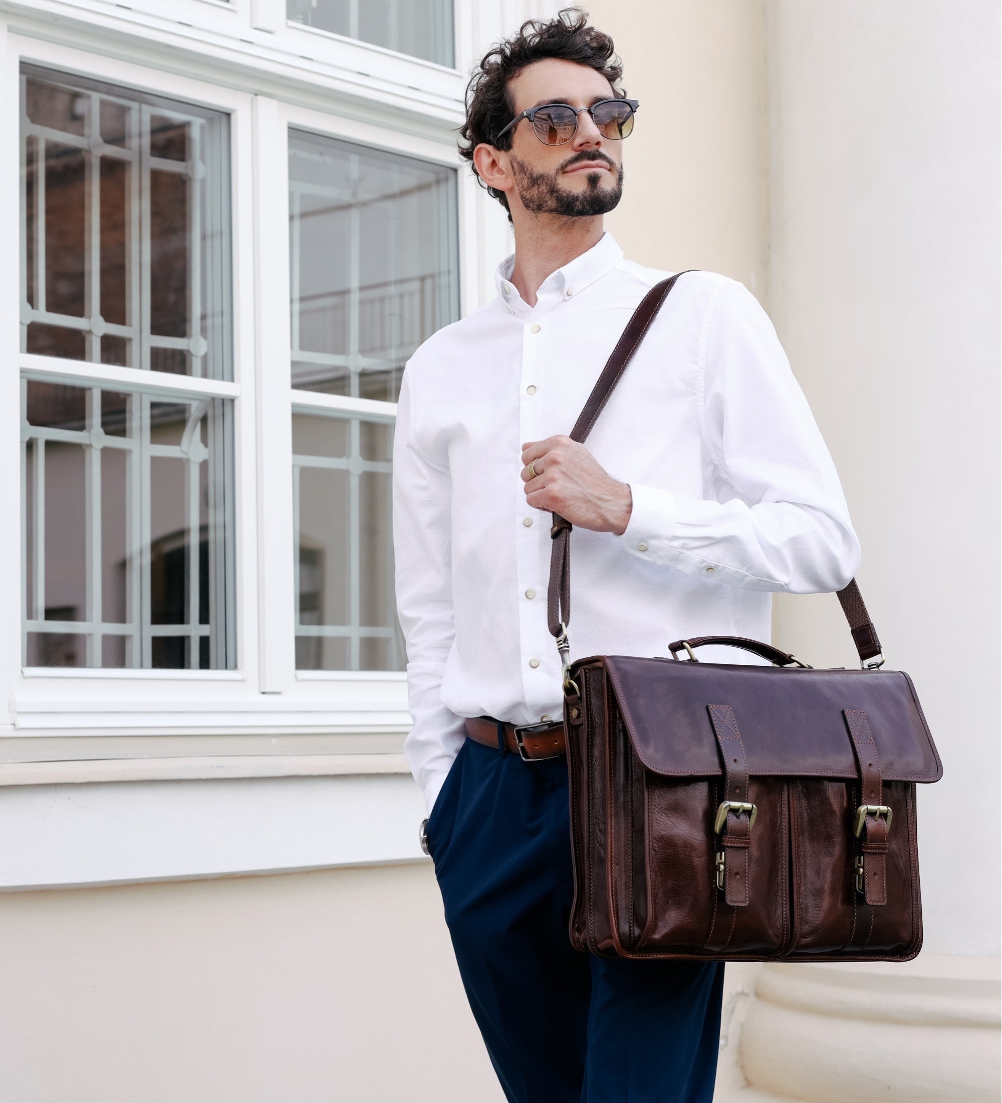 Leren aktetas satchel tas - The Time Machine