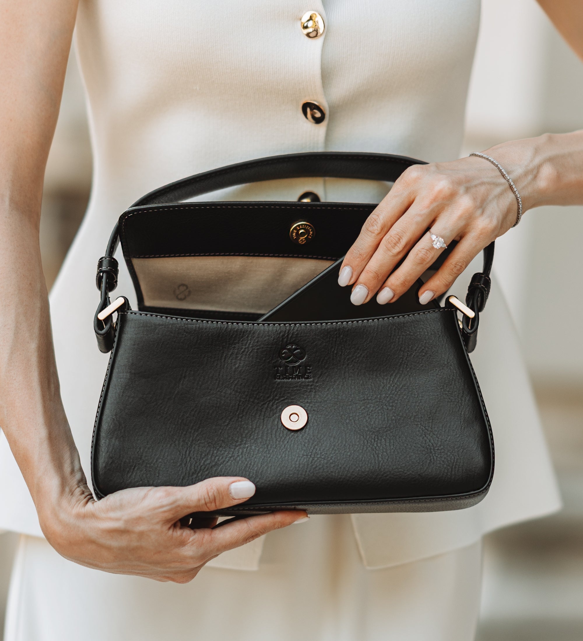 Leren baguette tas voor dames - Bright Lights, Big City