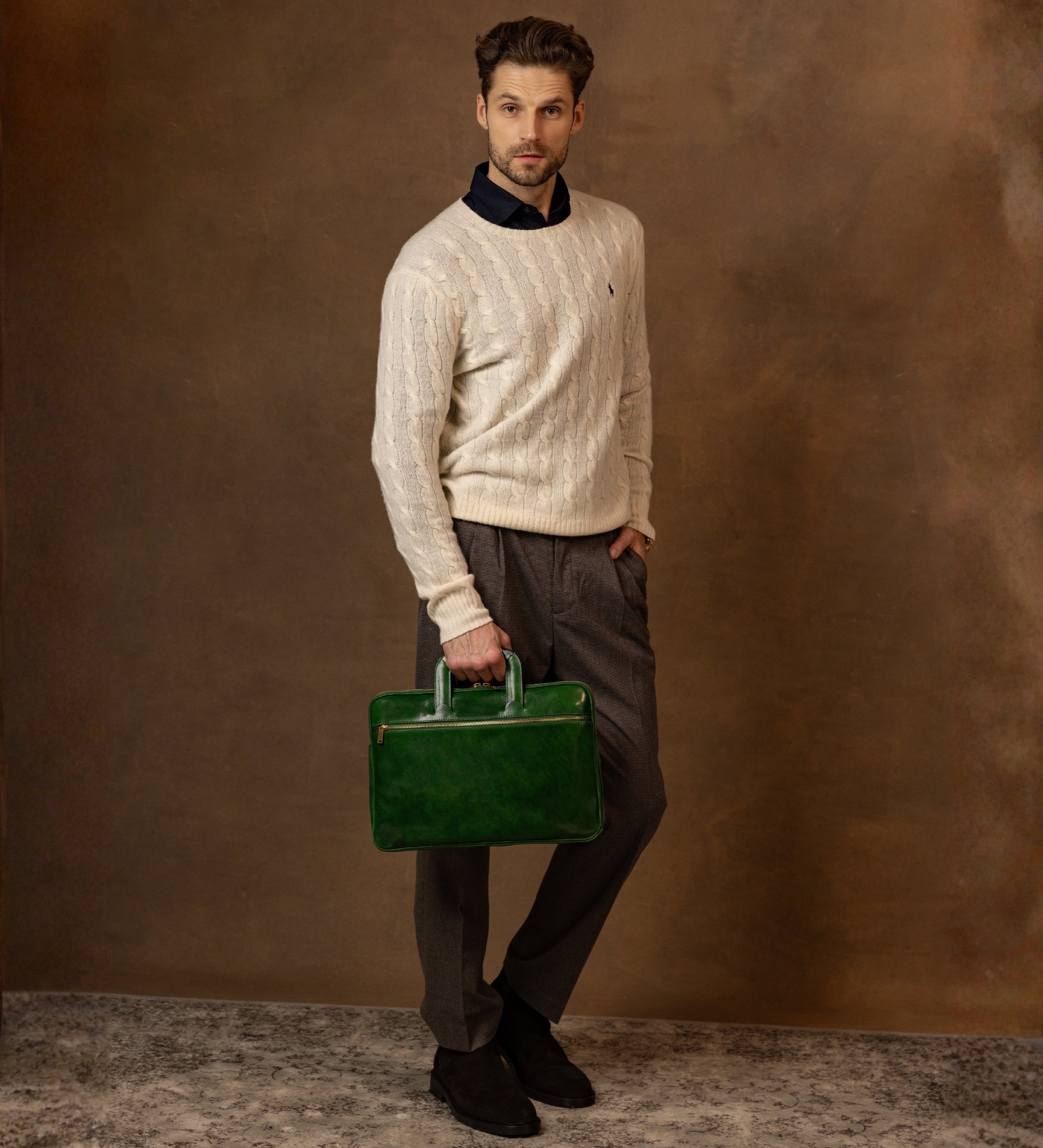 Leren aktetas laptoptas - Brave New World