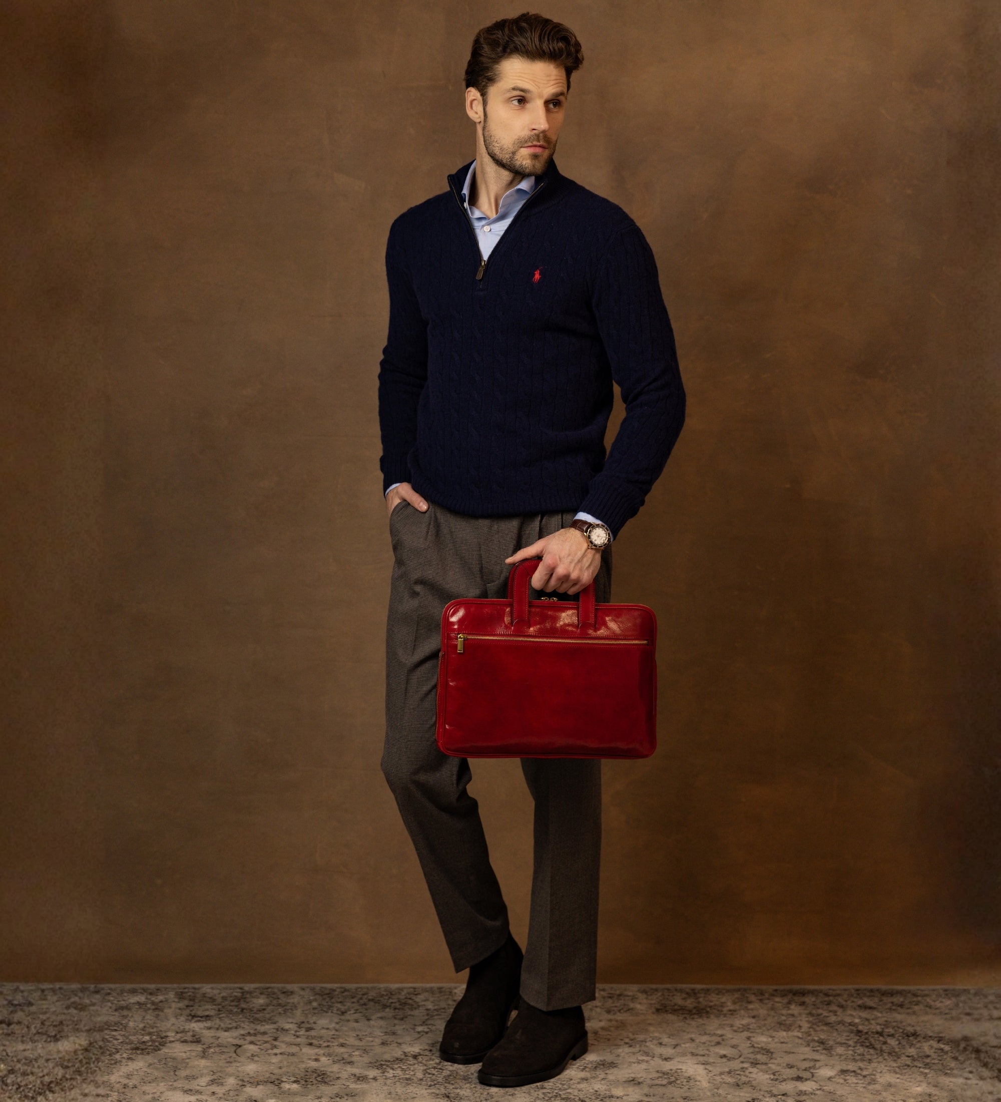 Leren aktetas laptoptas - Brave New World