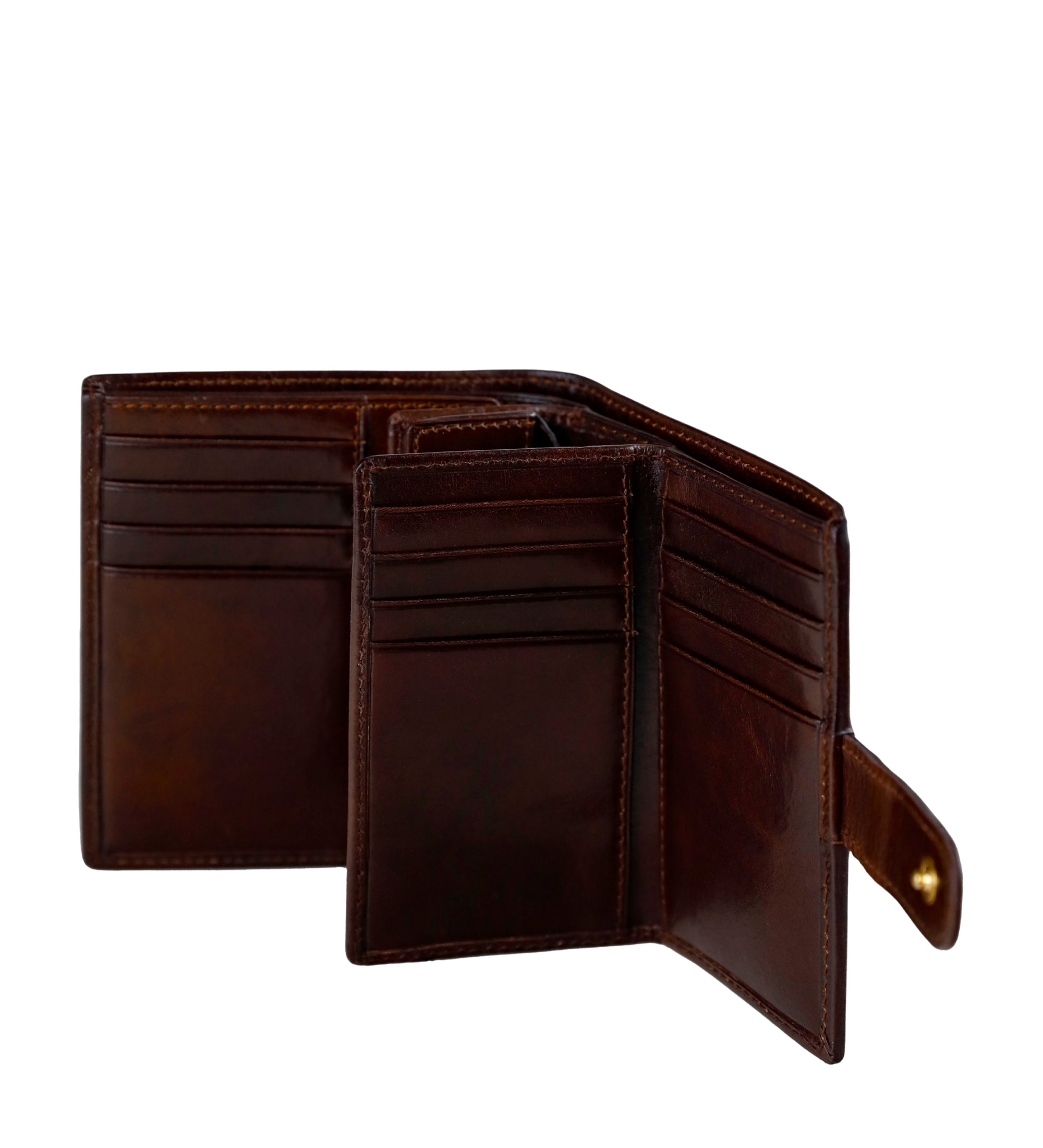 Leren bifold portemonnee met drukknoop - Ironweed