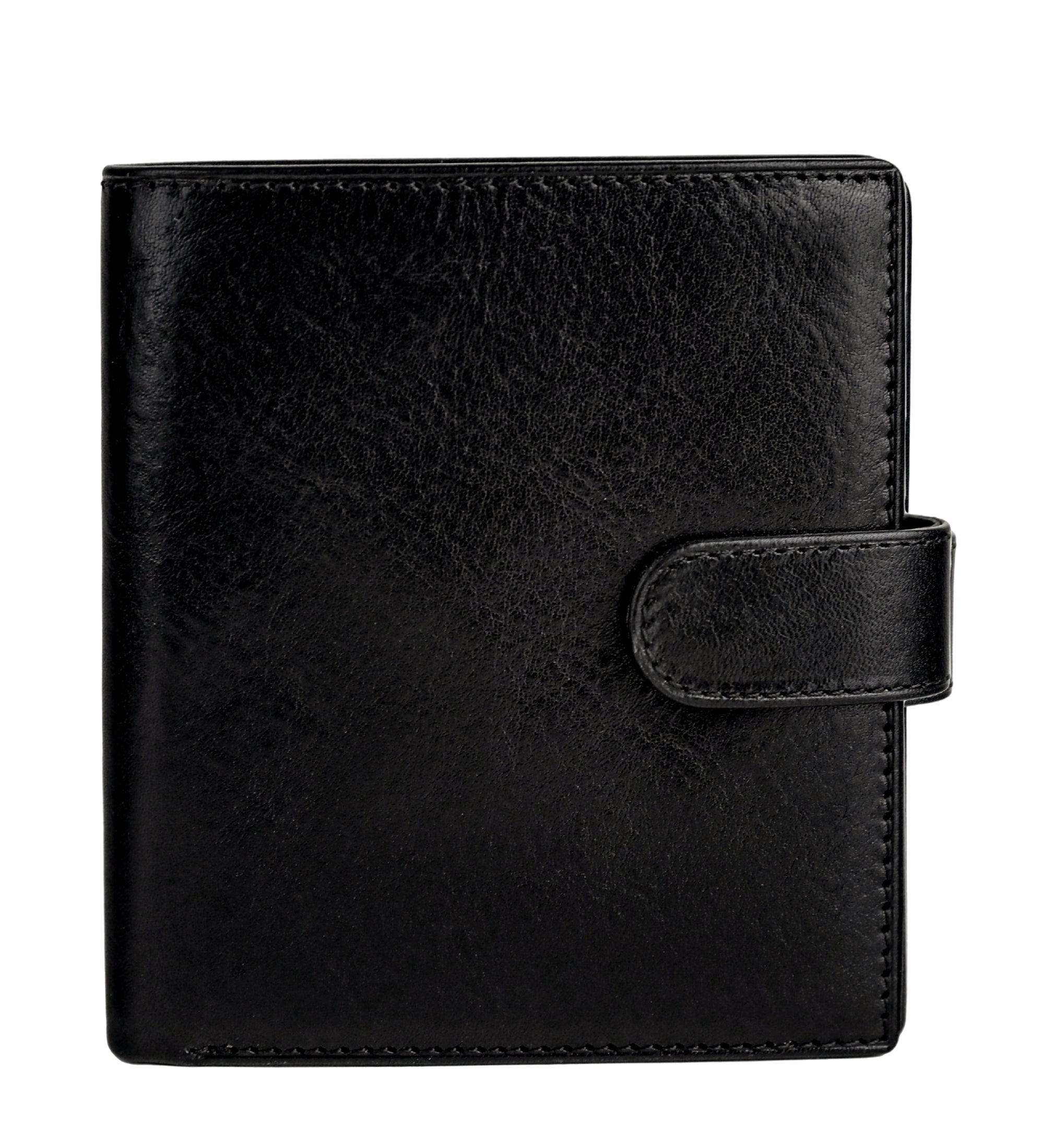Leren bifold portemonnee met drukknoop - Ironweed