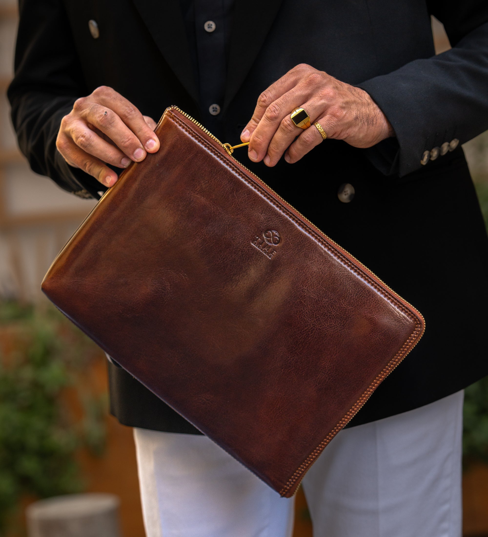 Grote leren clutch compacte handtas voor heren - The Brothers Karamazov