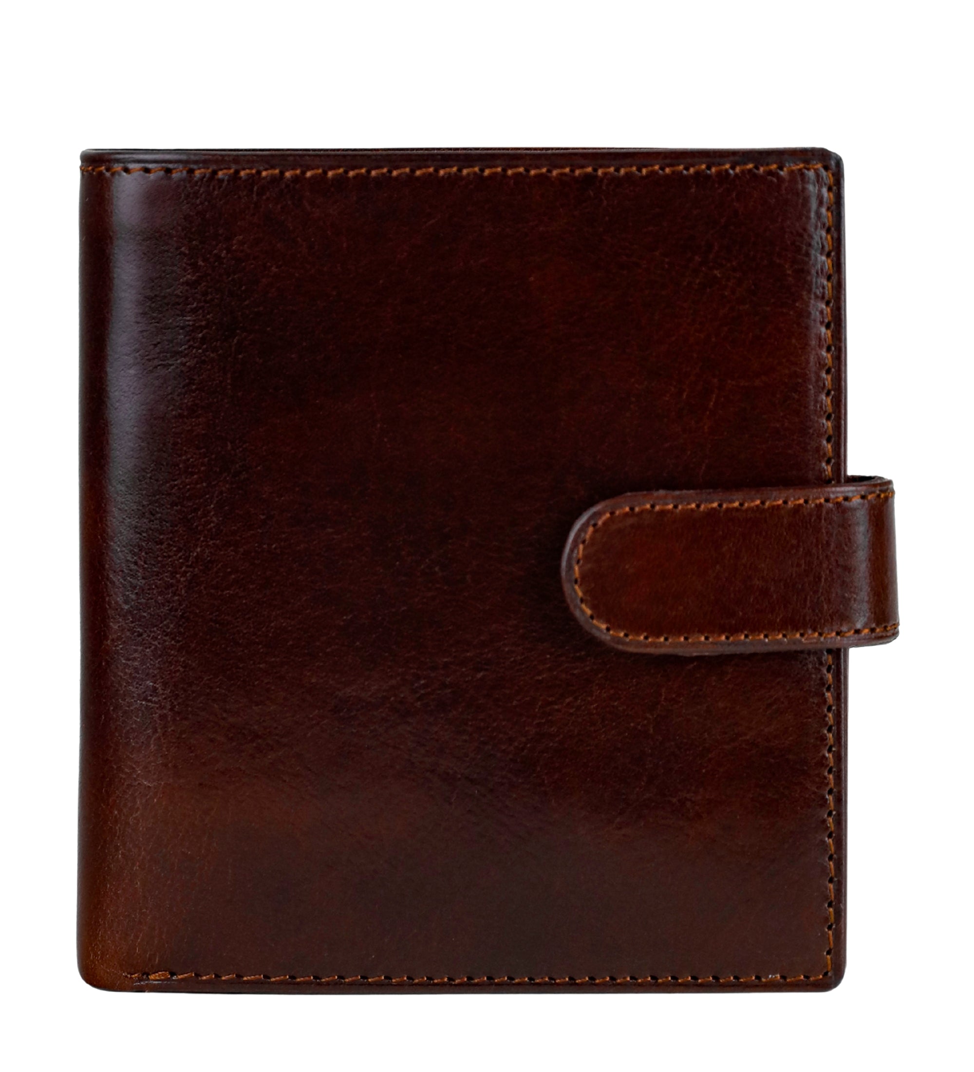 Leren bifold portemonnee met drukknoop - Ironweed