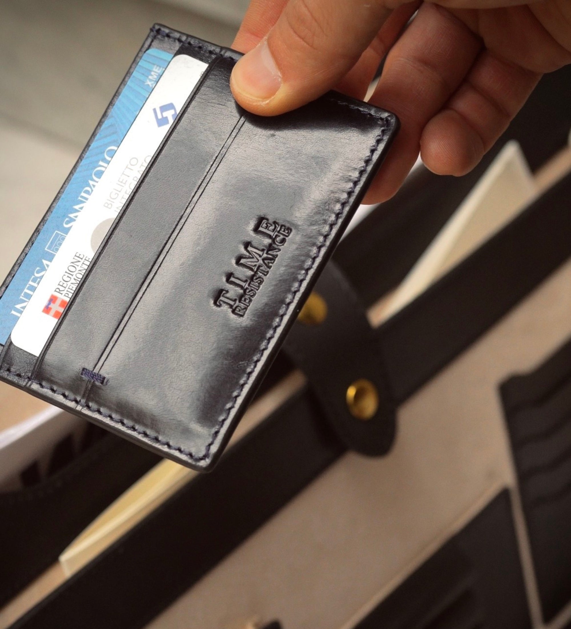 Leren creditcardhouder visitekaartjeshouder - Fireflies