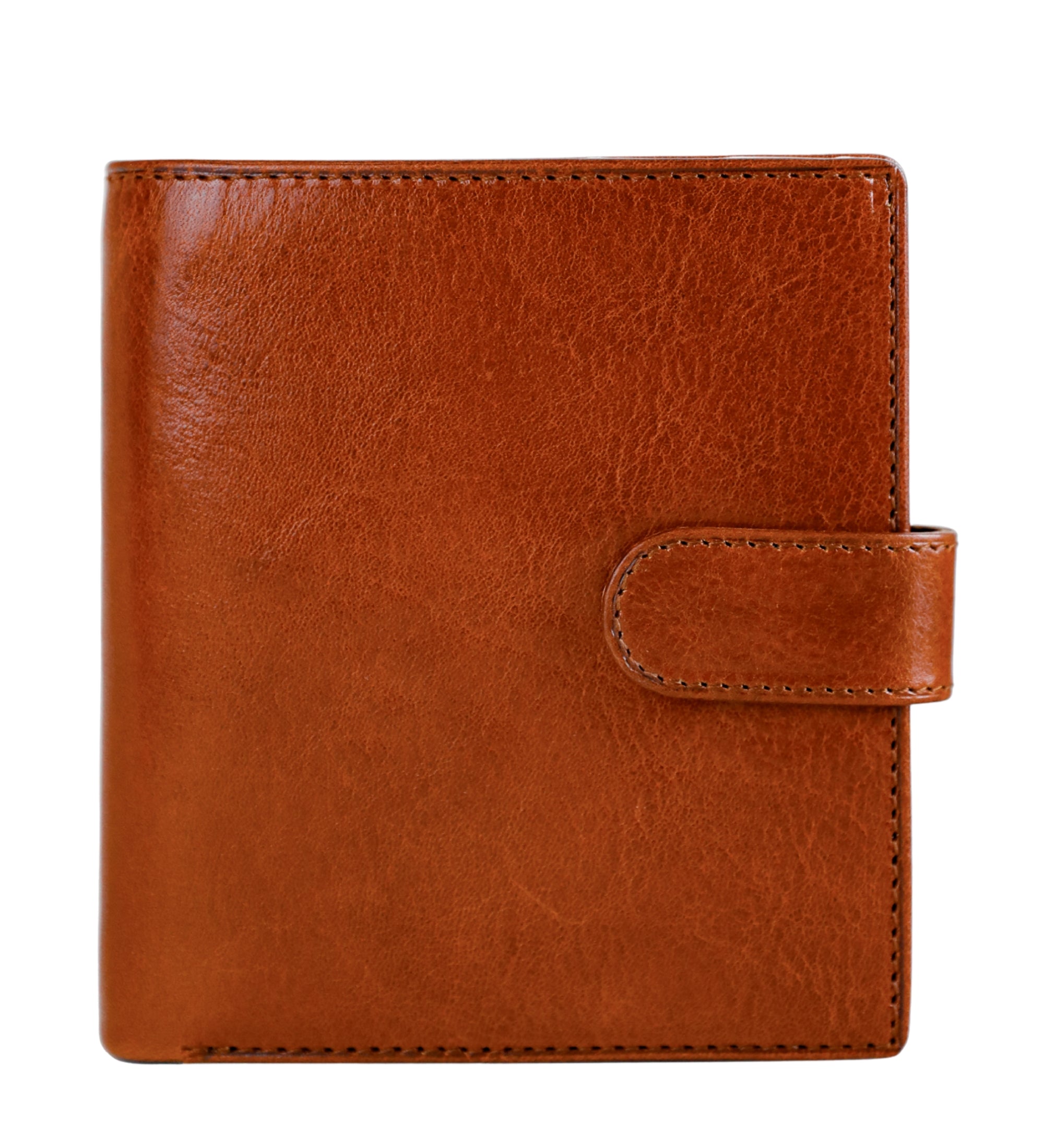 Leren bifold portemonnee met drukknoop - Ironweed