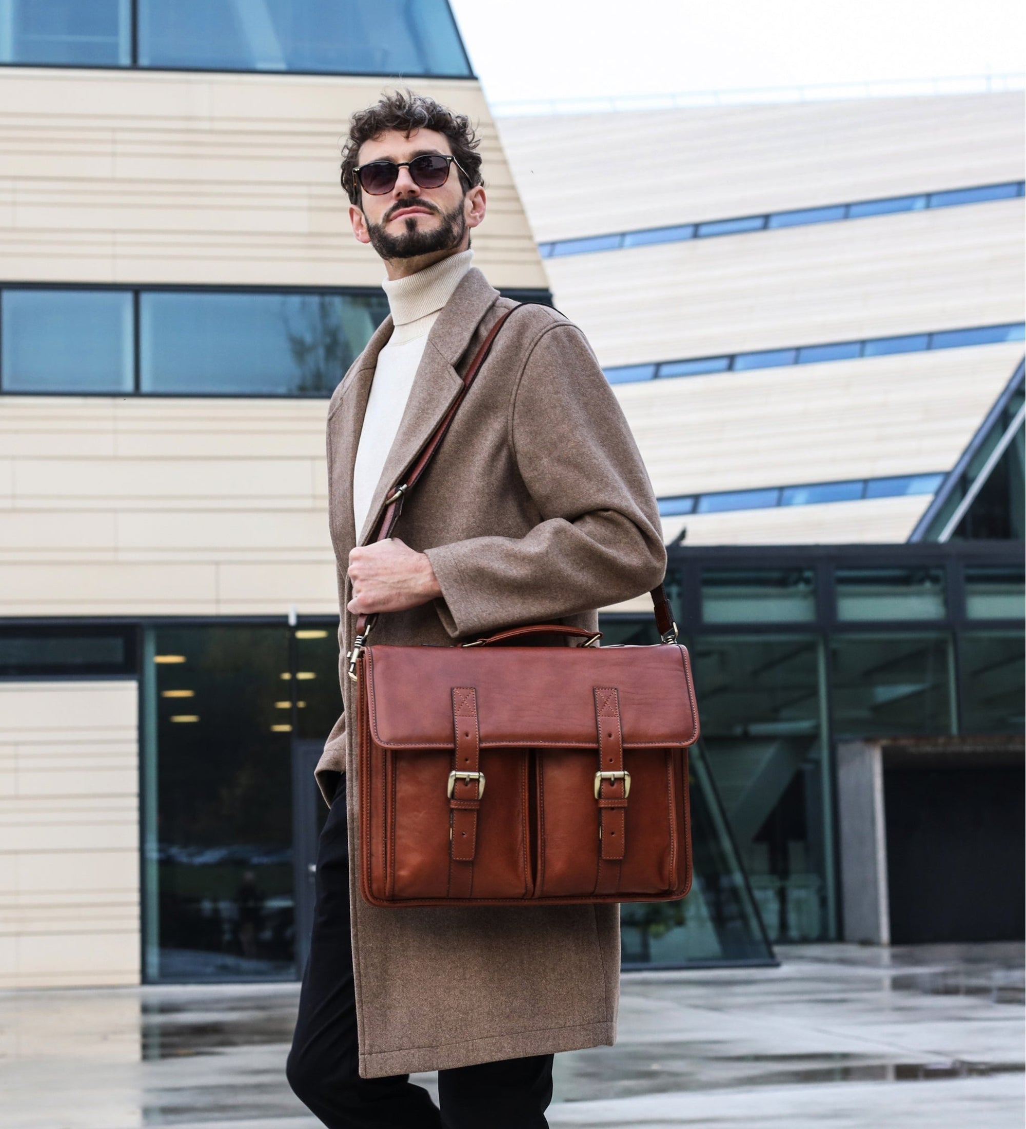 Leren aktetas satchel tas - The Time Machine