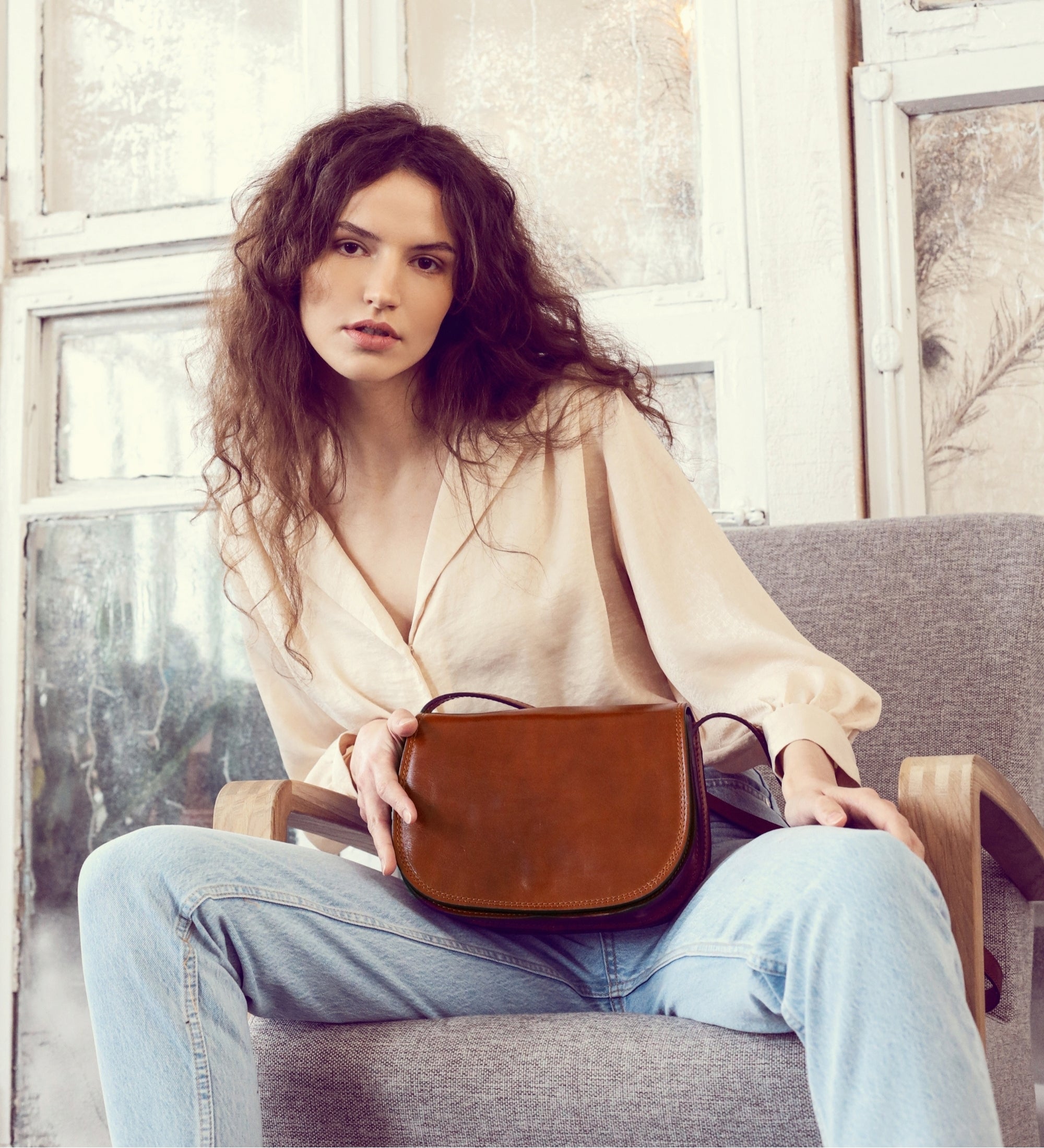 Leren zadeltas crossbodytas voor dames - Moonfleet
