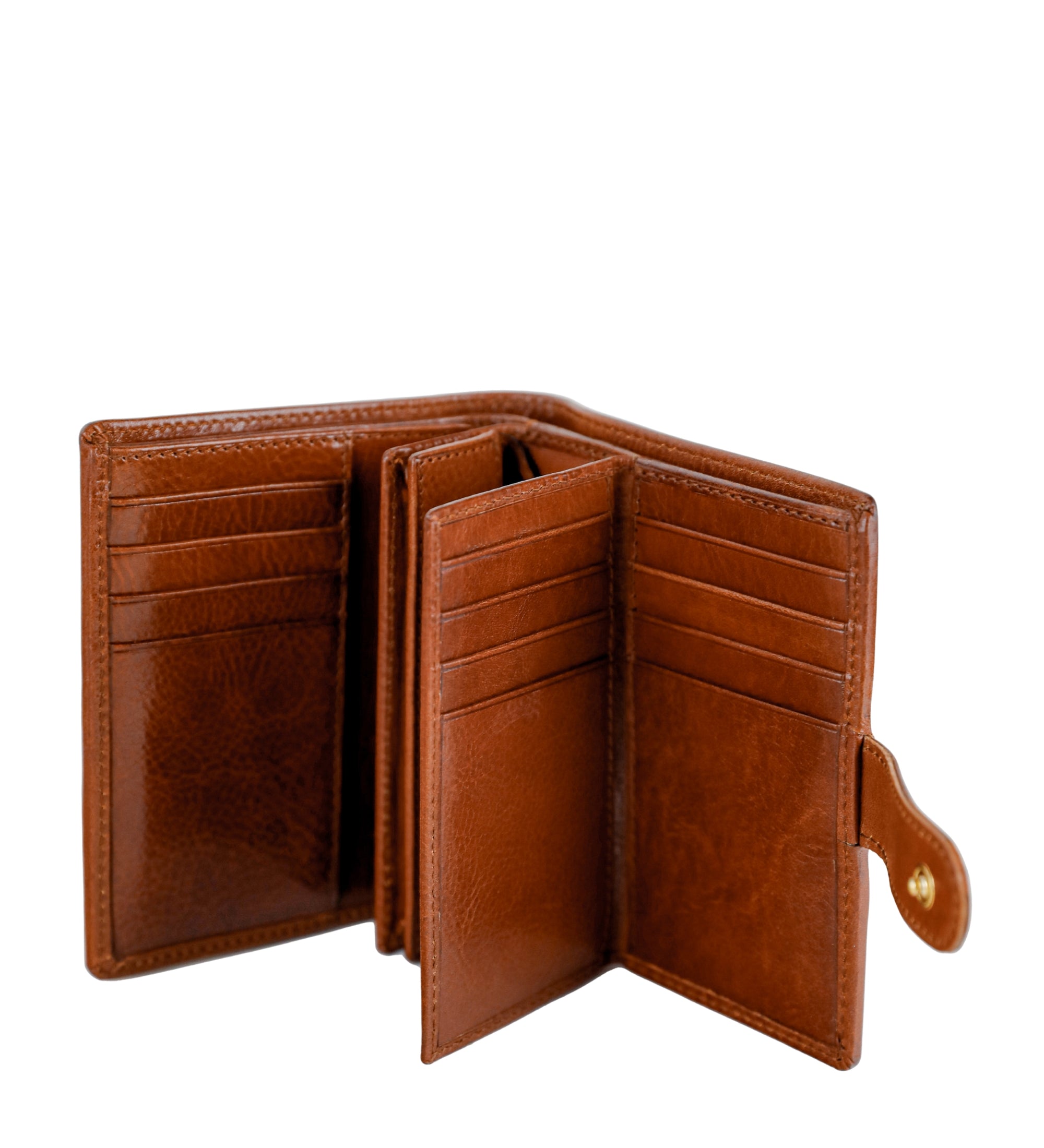 Leren bifold portemonnee met drukknoop - Ironweed