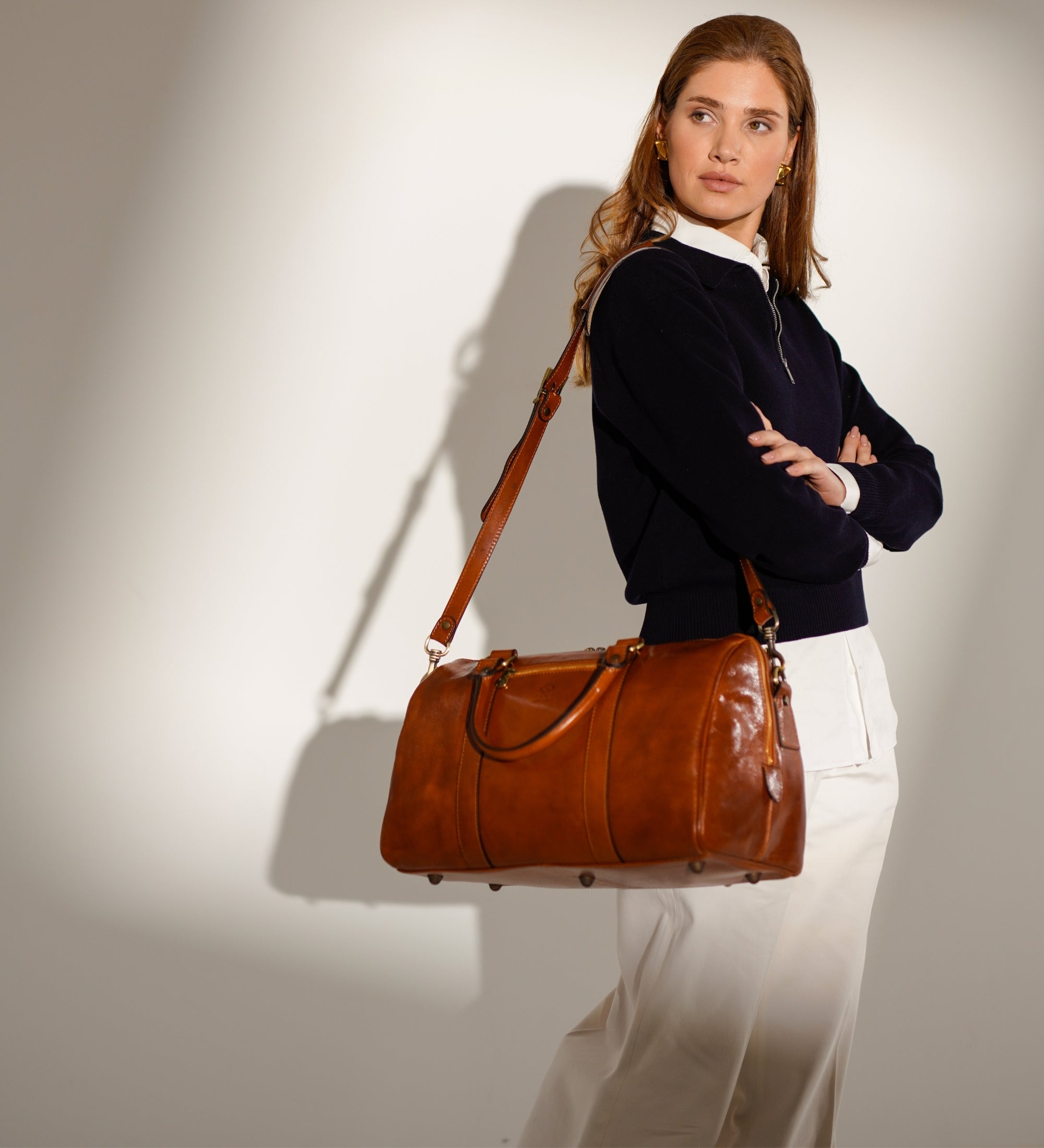 Kleine leren logeertas duffeltas voor dames - The Ambassadors