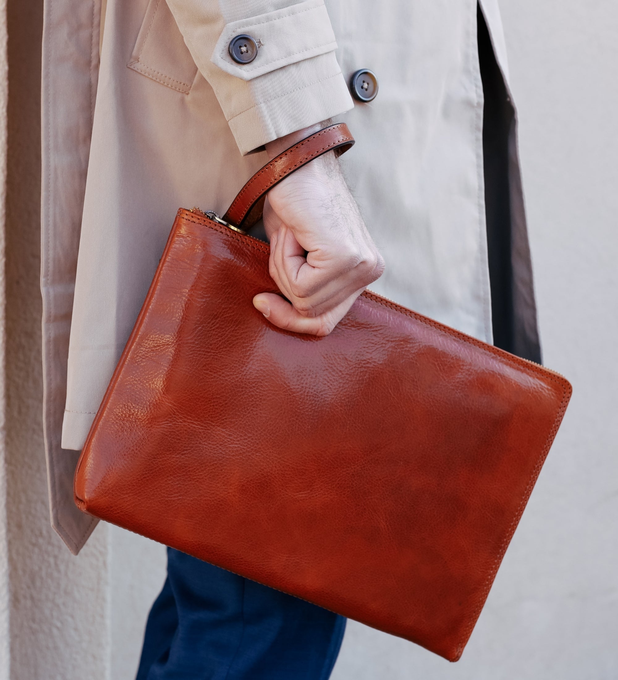 Grote leren clutch compacte handtas voor heren - The Brothers Karamazov