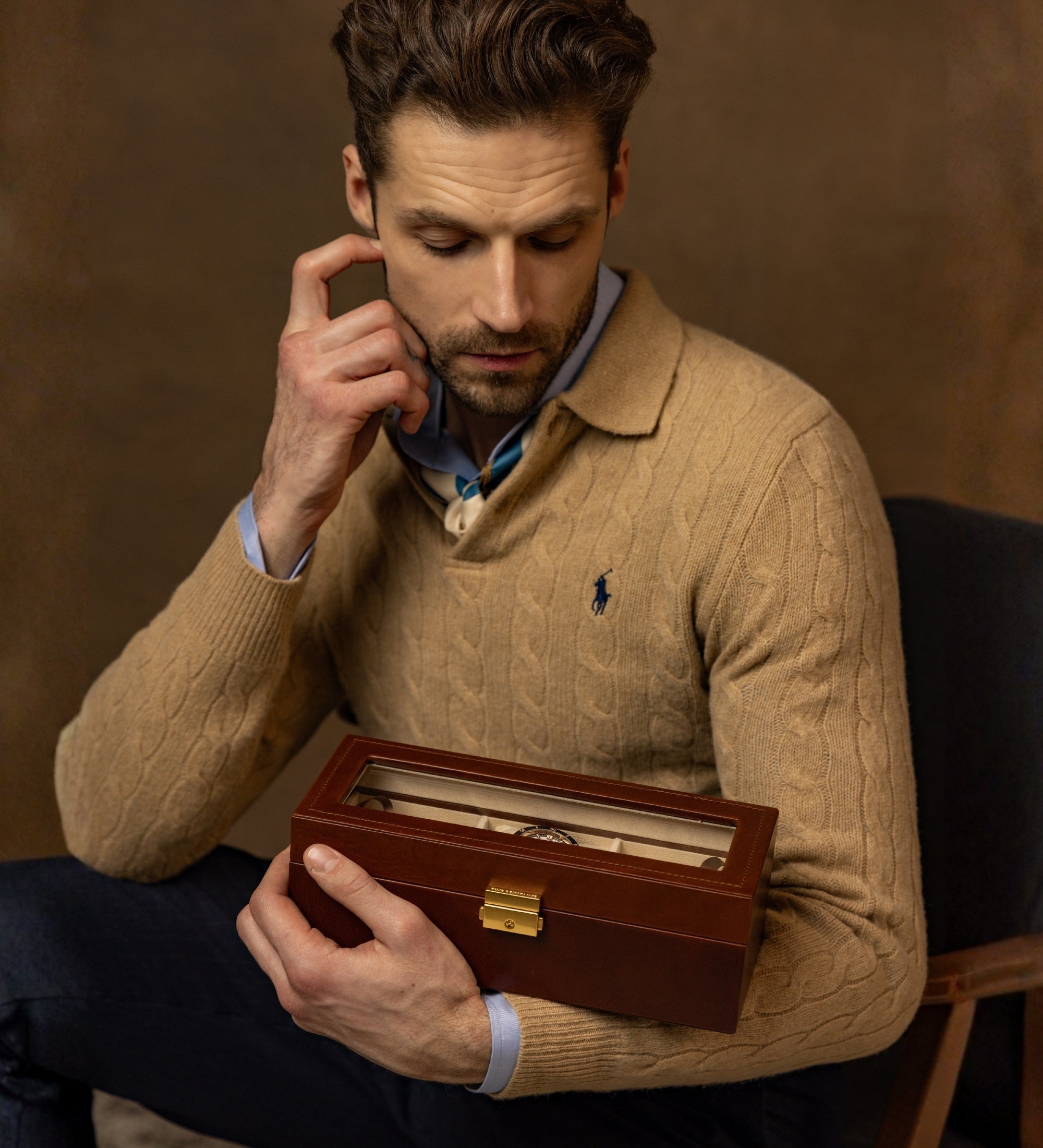 Leren horlogekistje, horloge opbergdoos - Silence