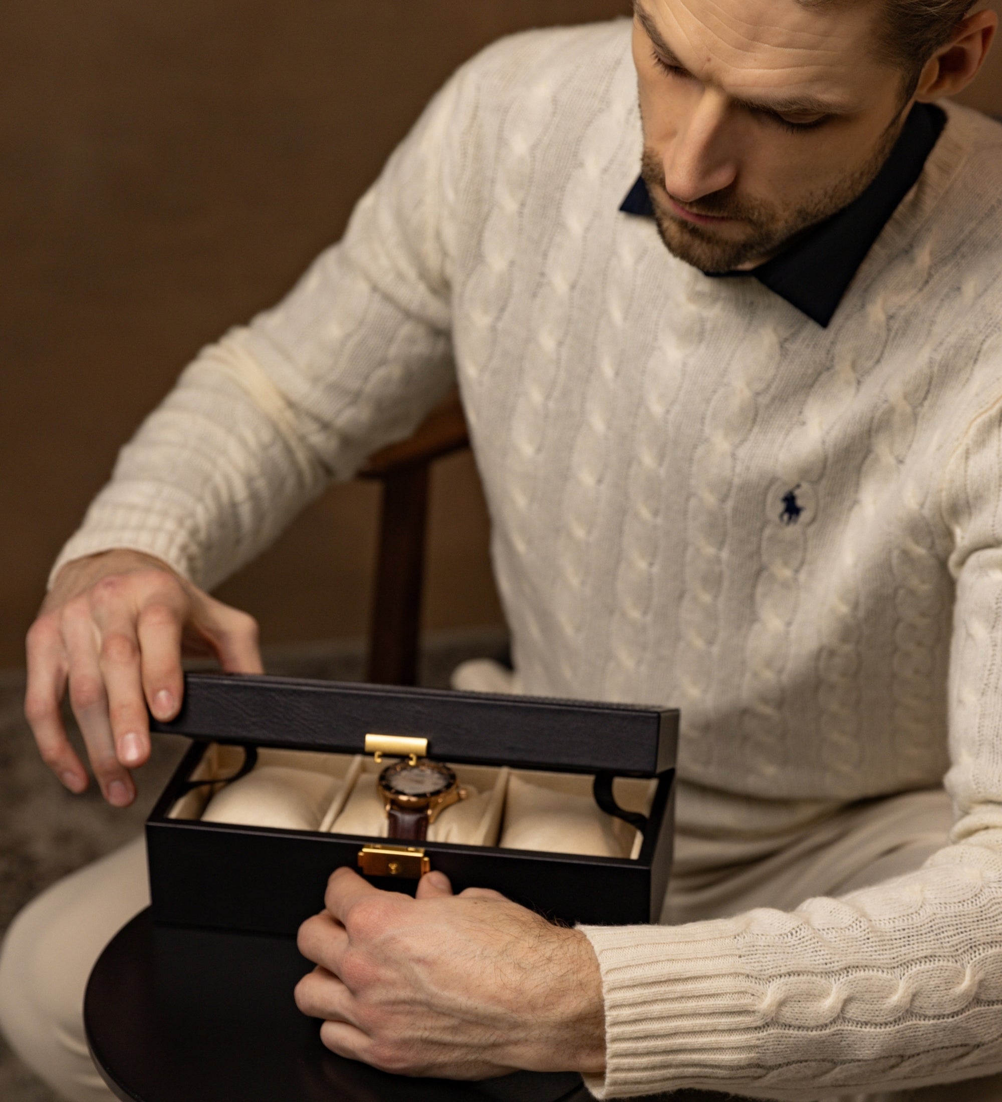 Leren horlogekistje, horloge opbergdoos - Silence