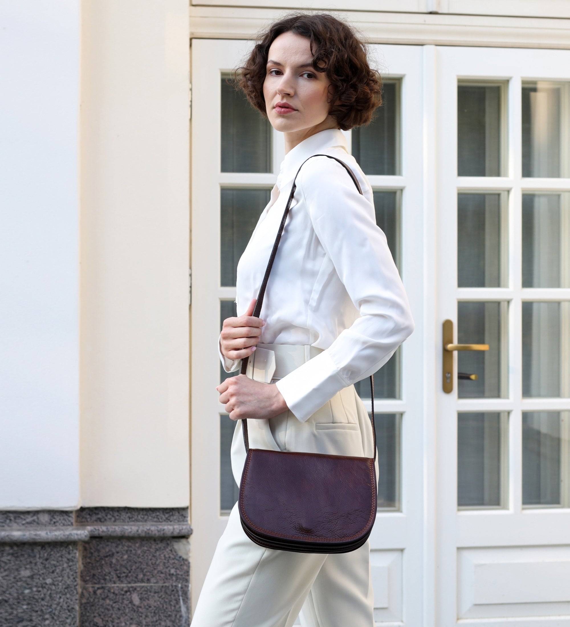 Leren zadeltas crossbodytas voor dames - Moonfleet